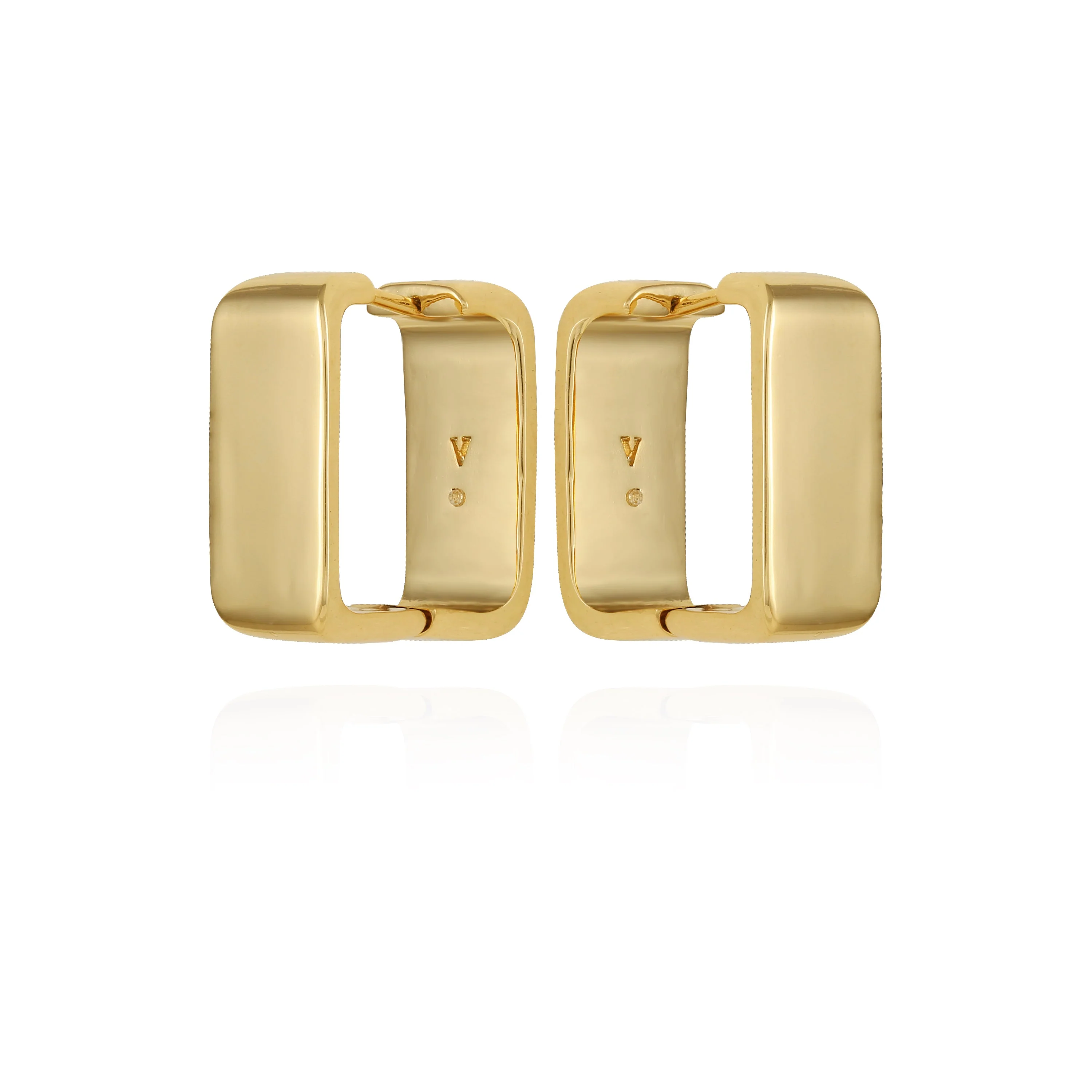 Brass Rectangle Hoop Earrings