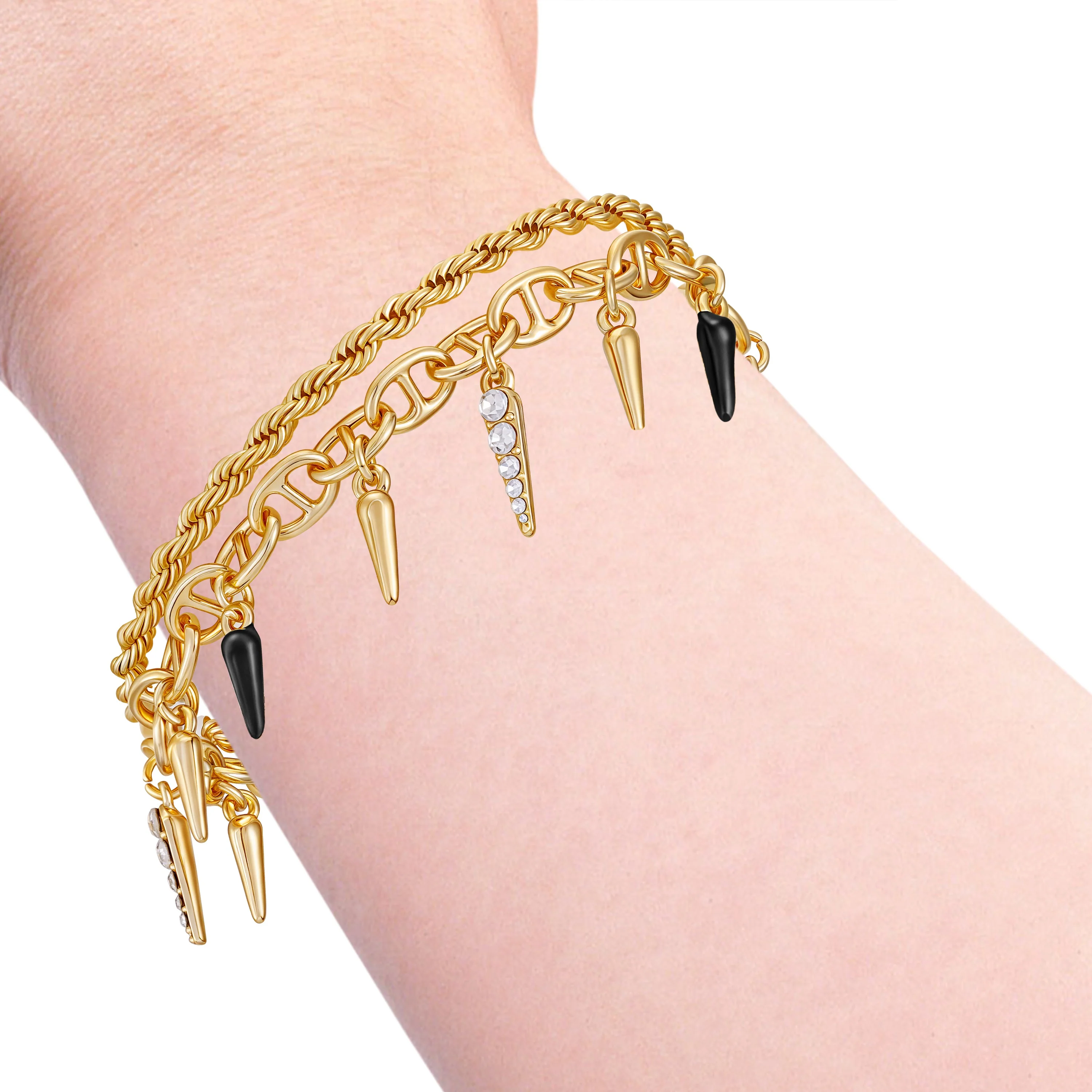 Crystal And Gold Tone Multi Strand Bracelet - Image 3