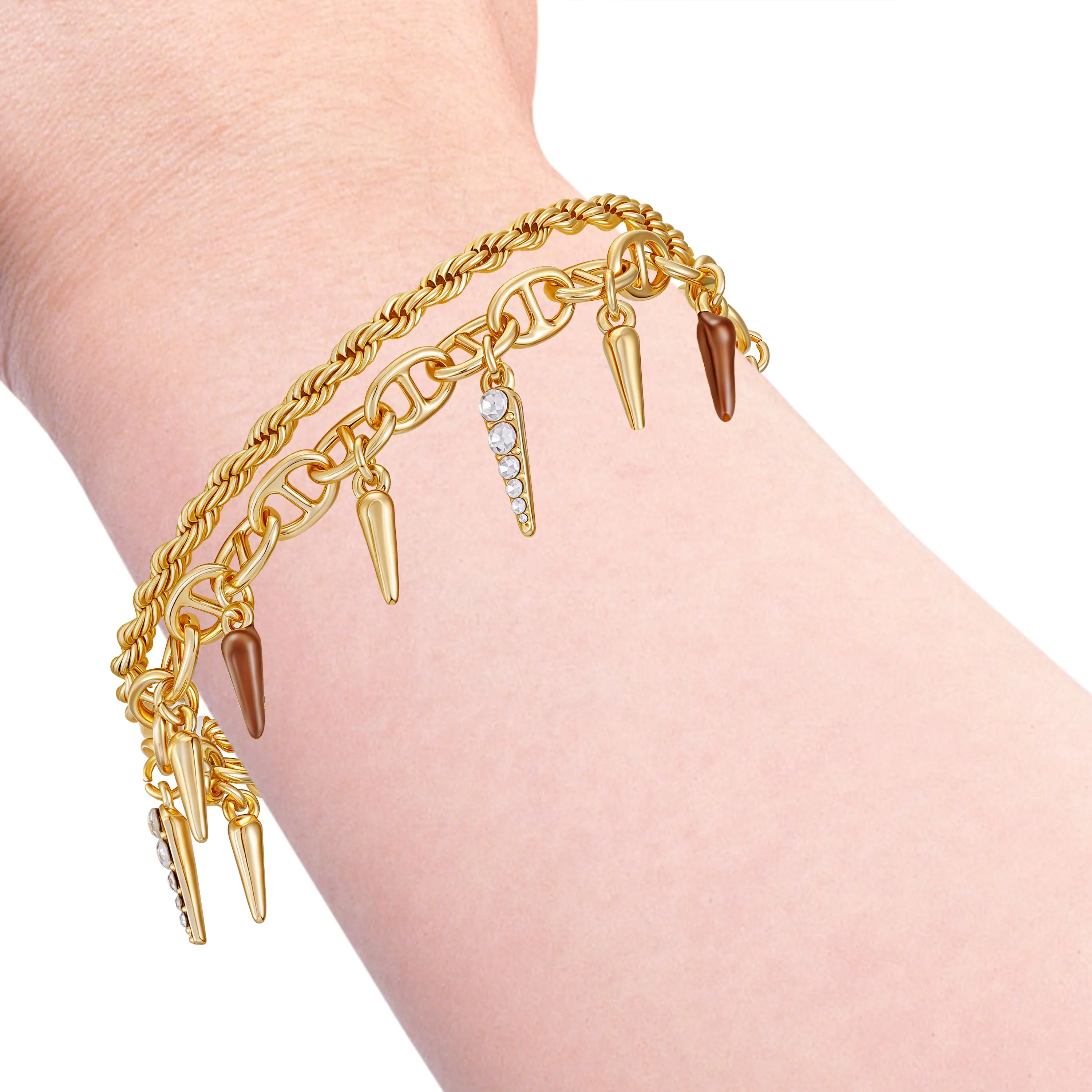 Crystal And Gold Tone Multi Strand Bracelet - Image 3