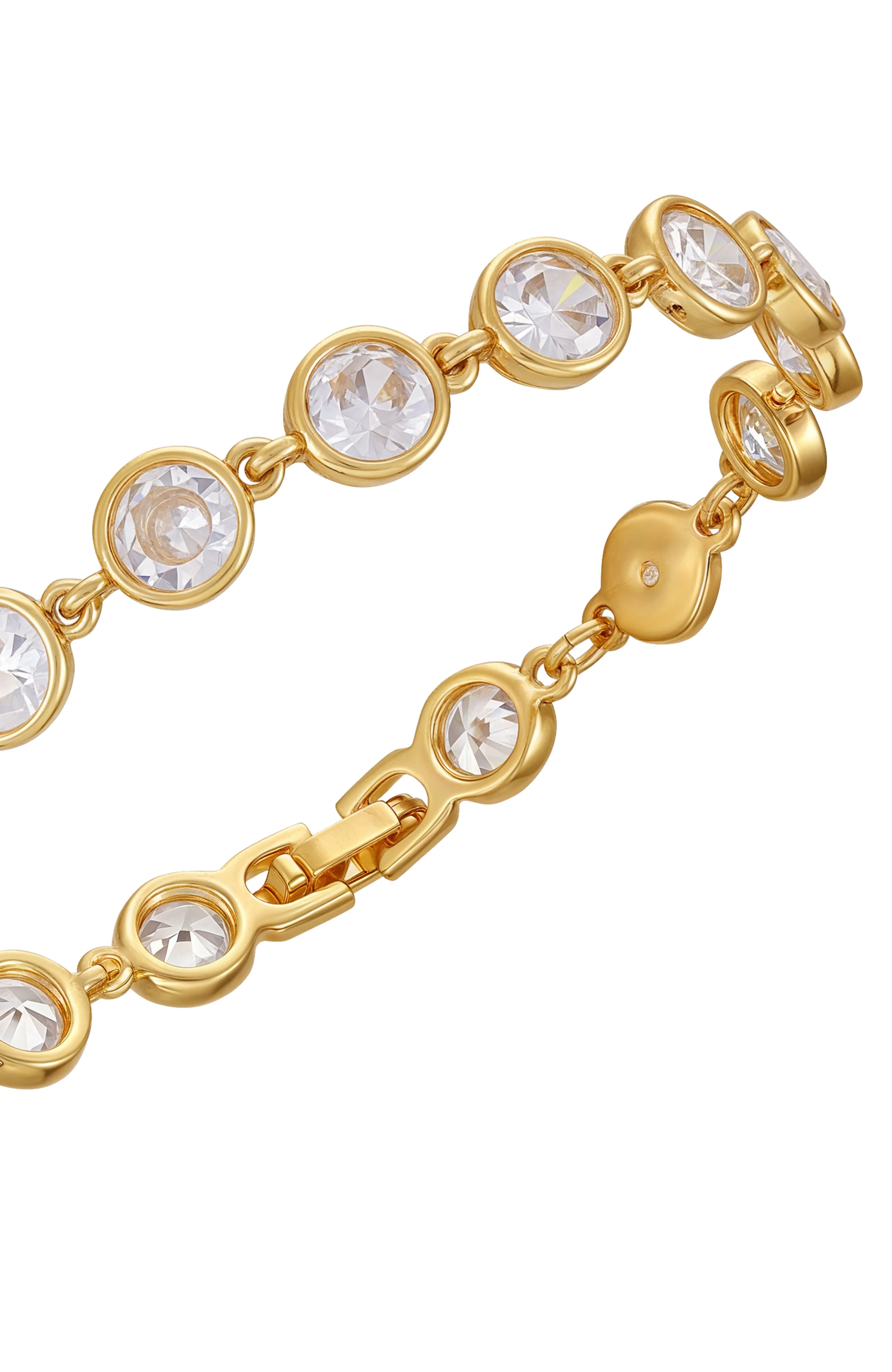 Gold Tone Cubic Zirconia Bezel Bracelet - Image 2