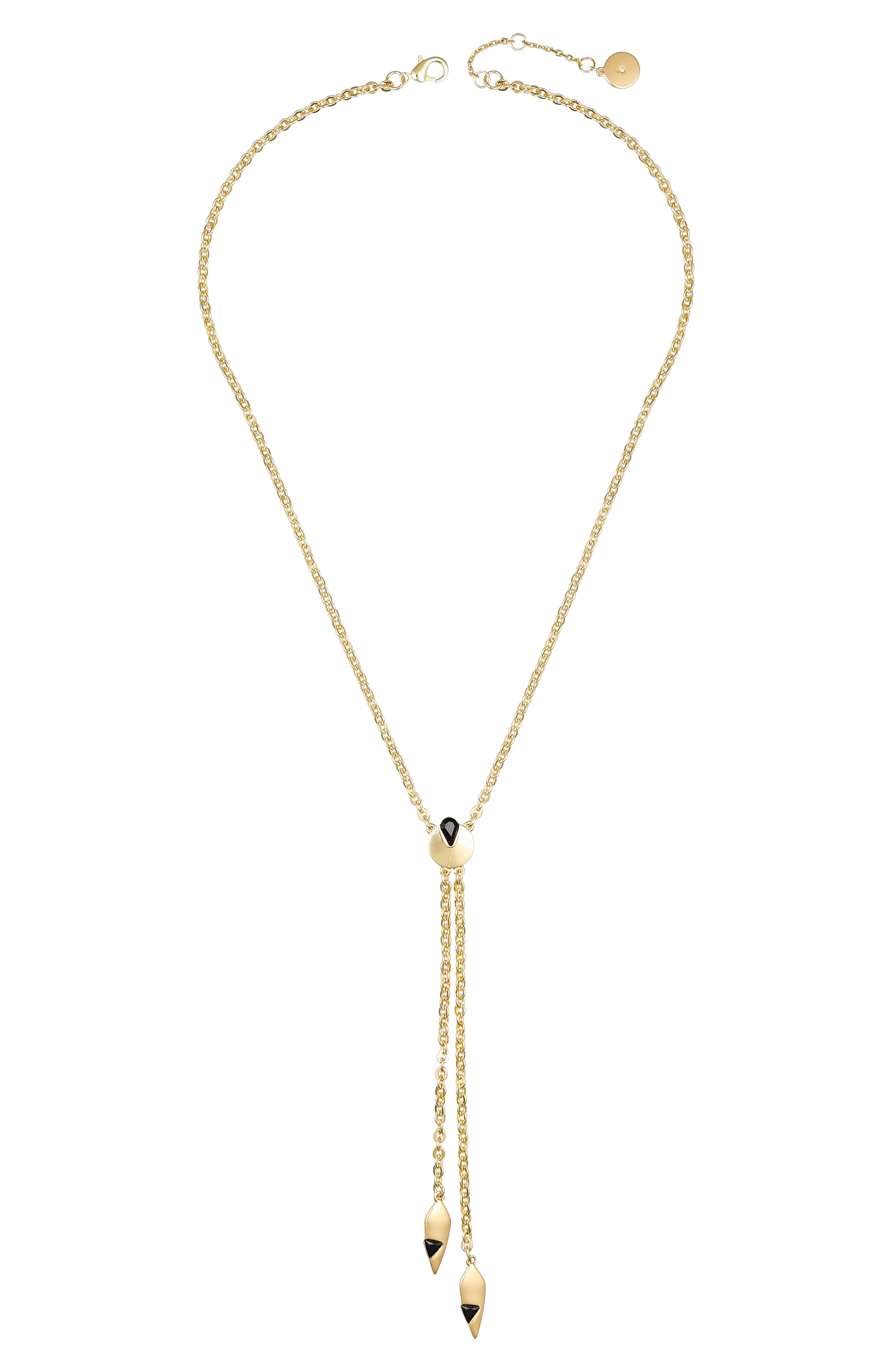 Goldtone & Black Drop Pendant Necklace - Image 2