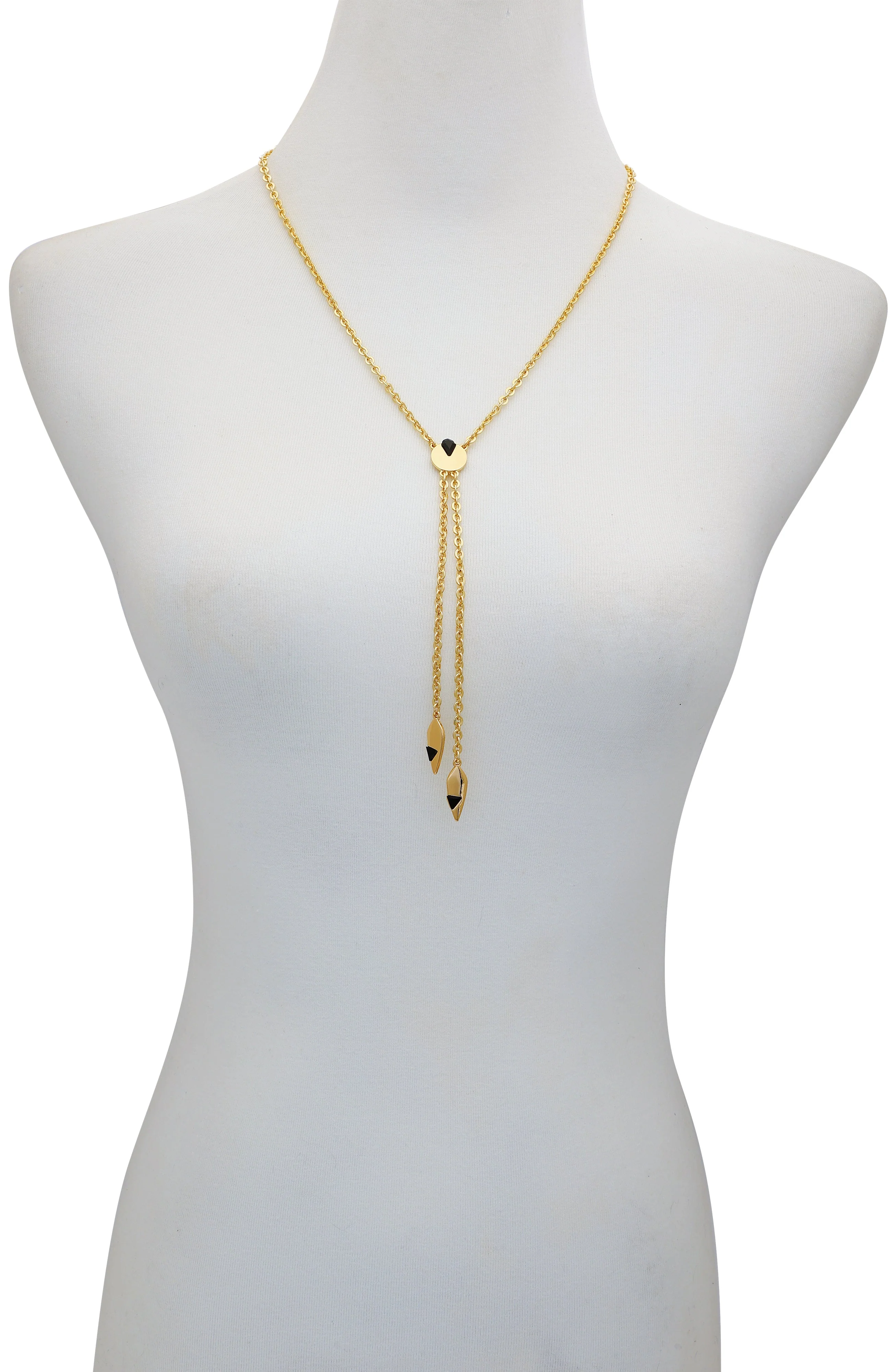 Goldtone & Black Drop Pendant Necklace - Image 3