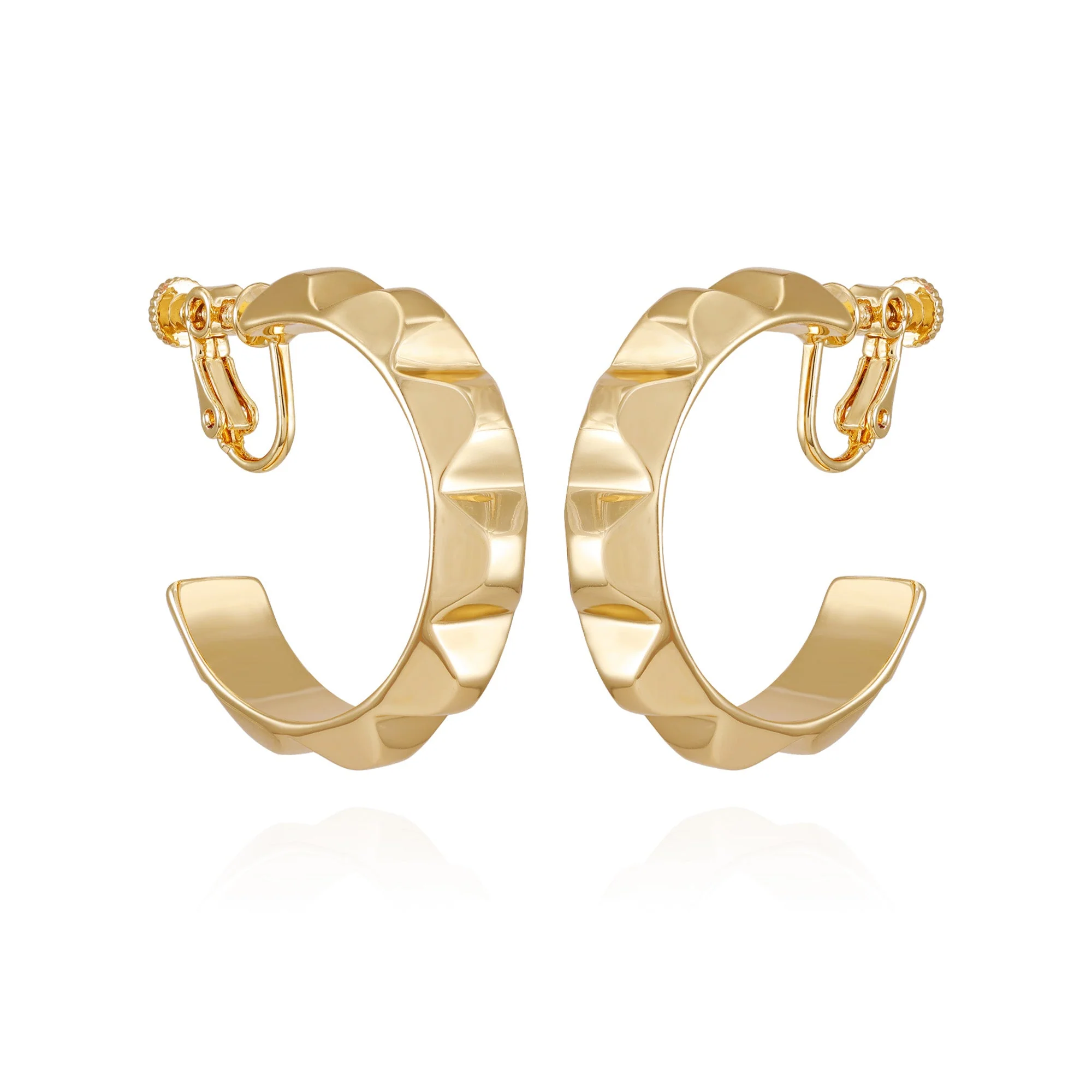 Goldtone Chunky Clip On Hoop Earrings