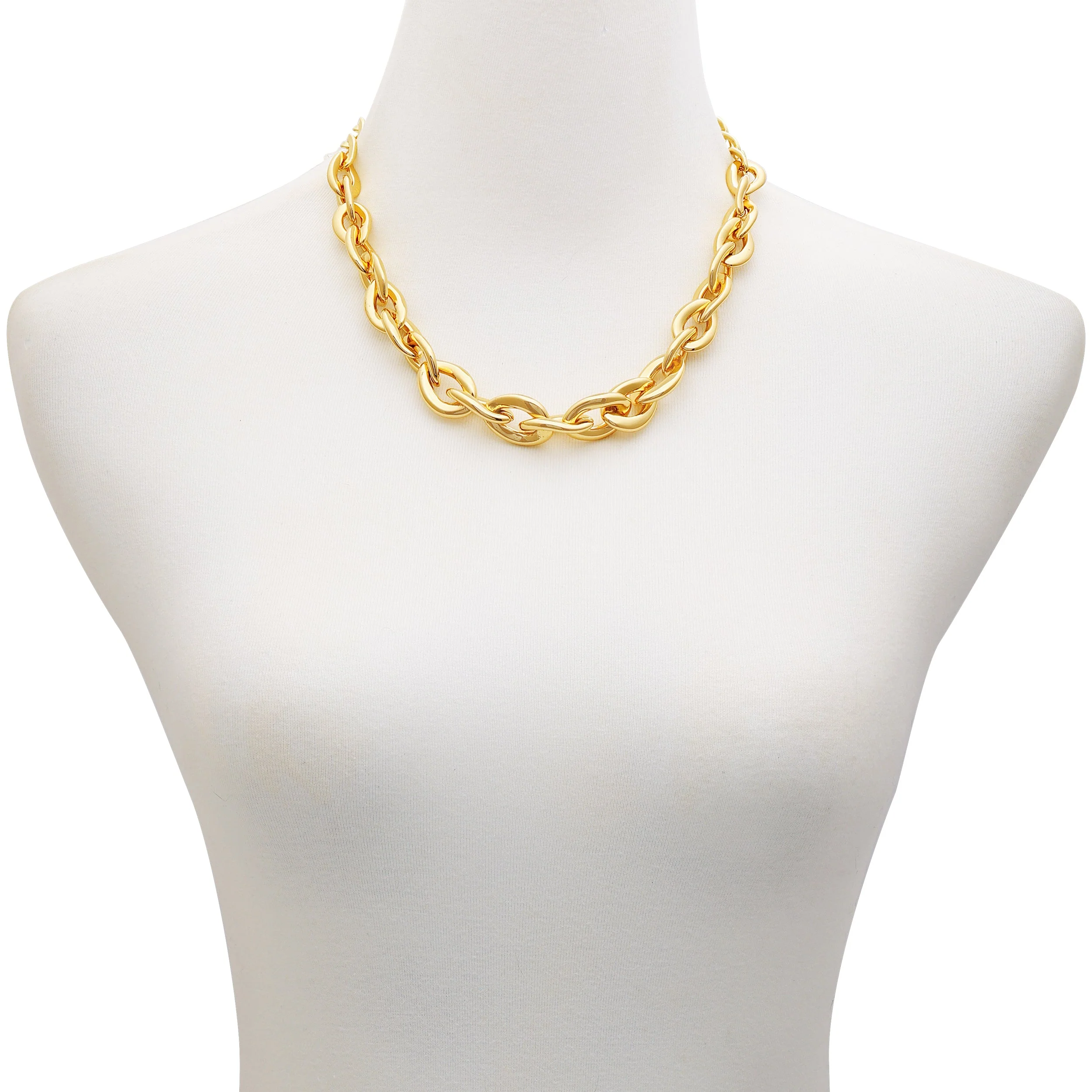 Goldtone Chunky Link Chain Necklace - Image 2