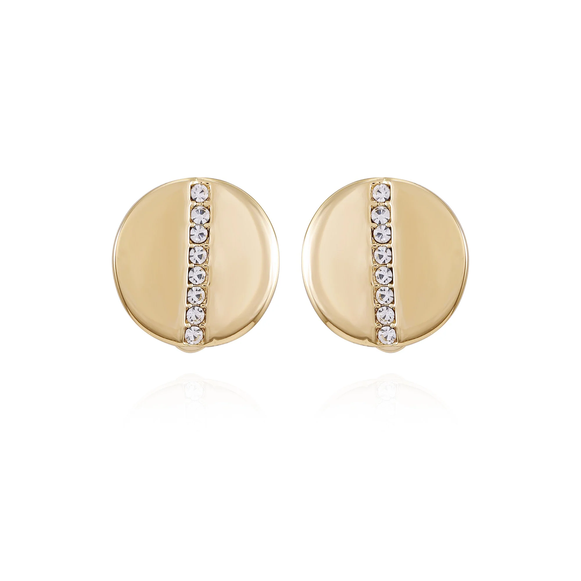 Goldtone Crystal Stone Circle Clip On Earrings