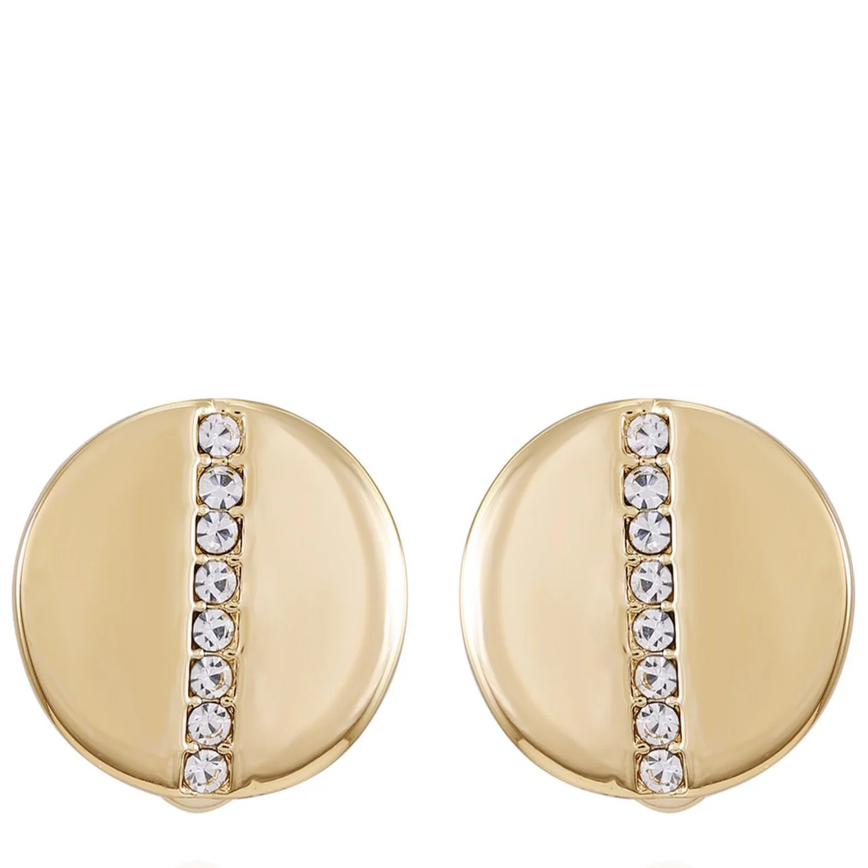 Goldtone Crystal Stone Circle Clip On Earrings - Image 2