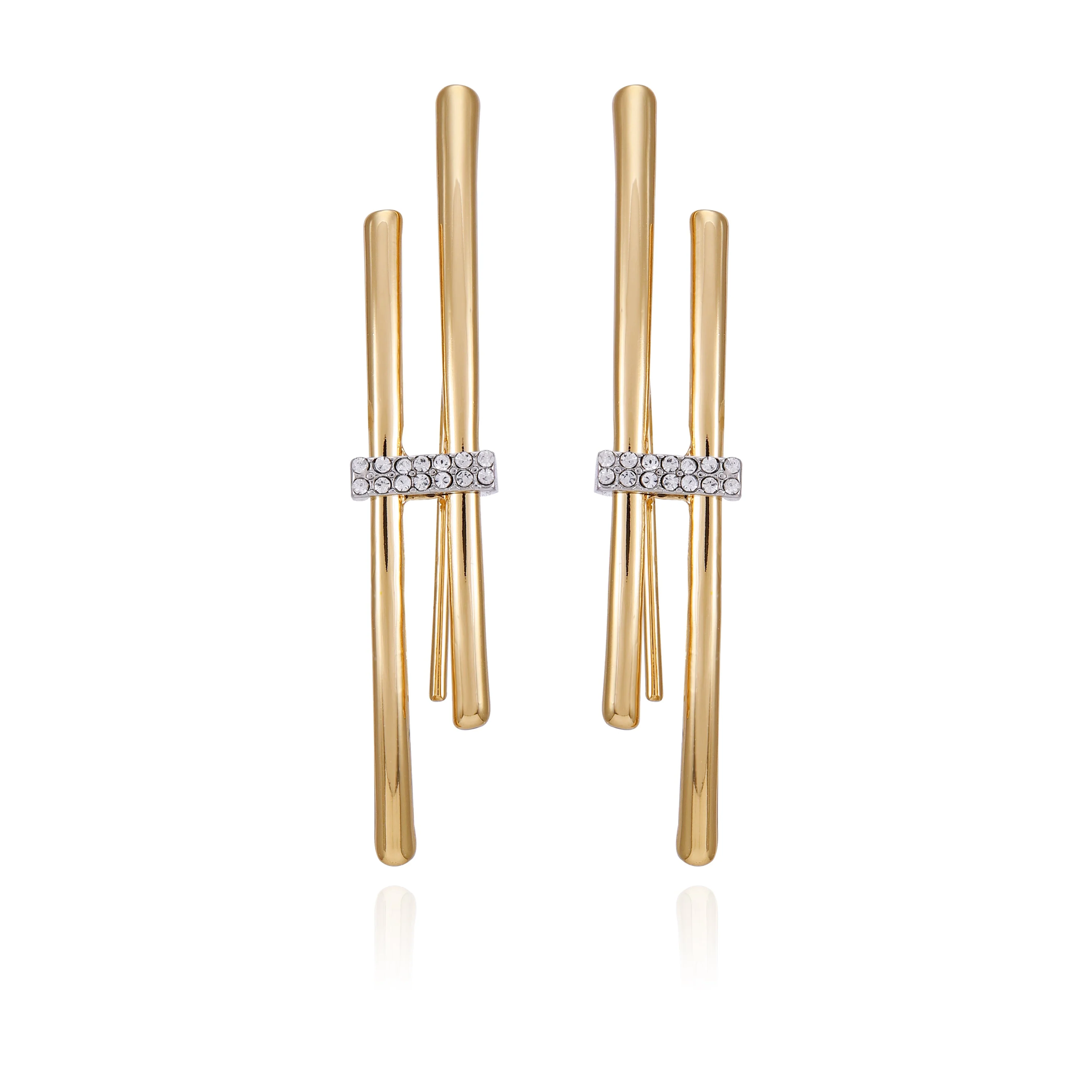 Goldtone Crystal Stone Fish Hook Earrings
