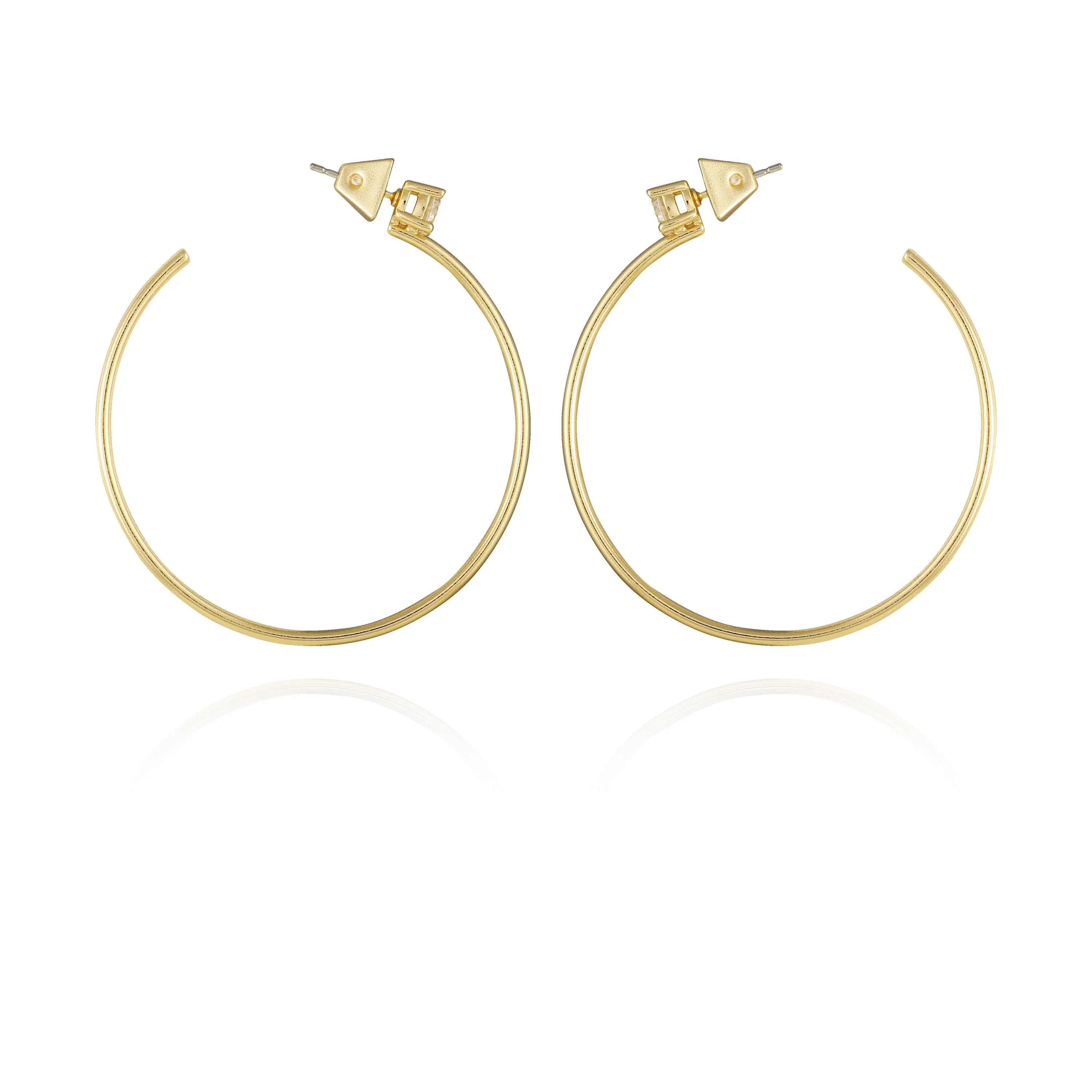 Goldtone Cubic Zirconia Open Hoop Earrings