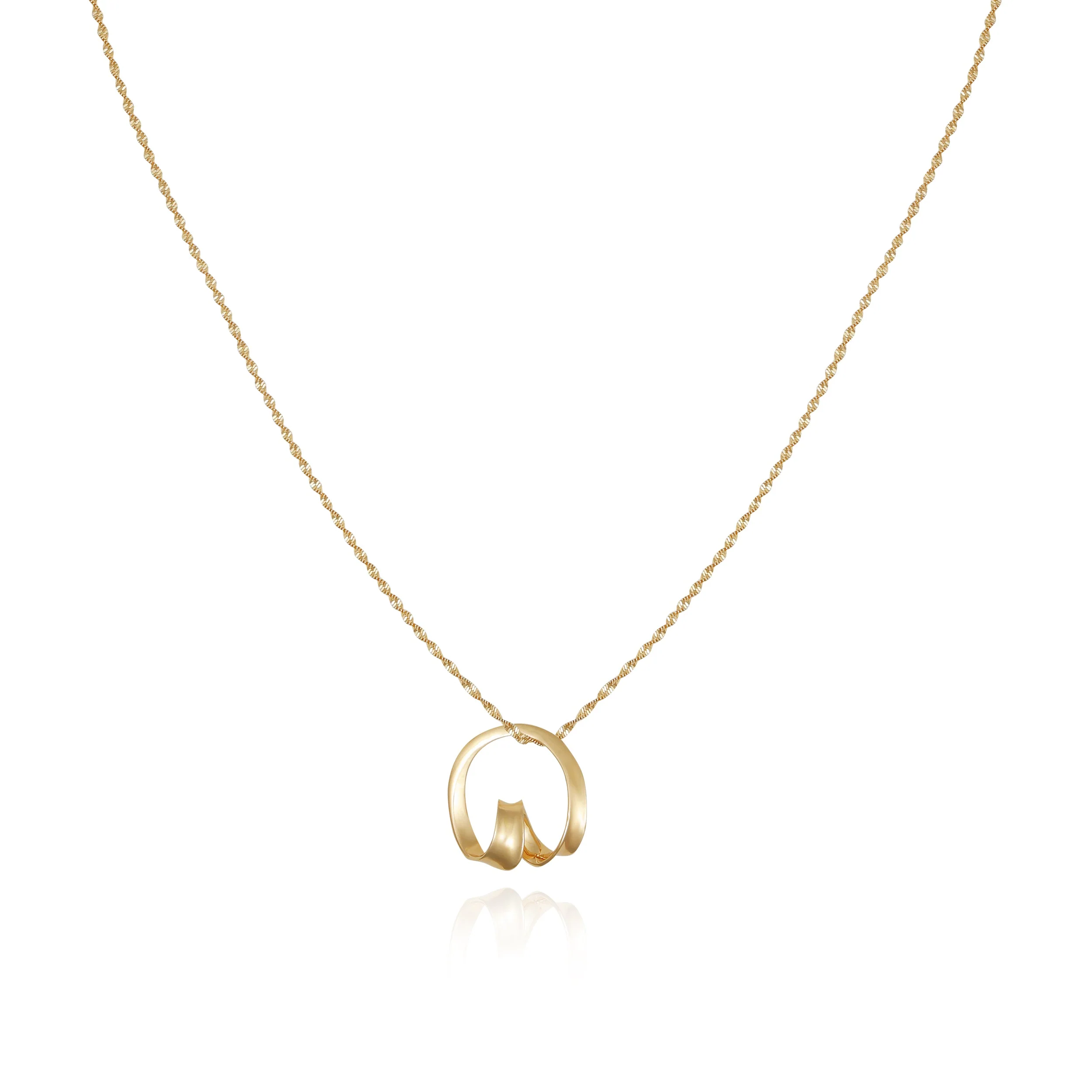 Goldtone Herringbone Chain Long Necklace