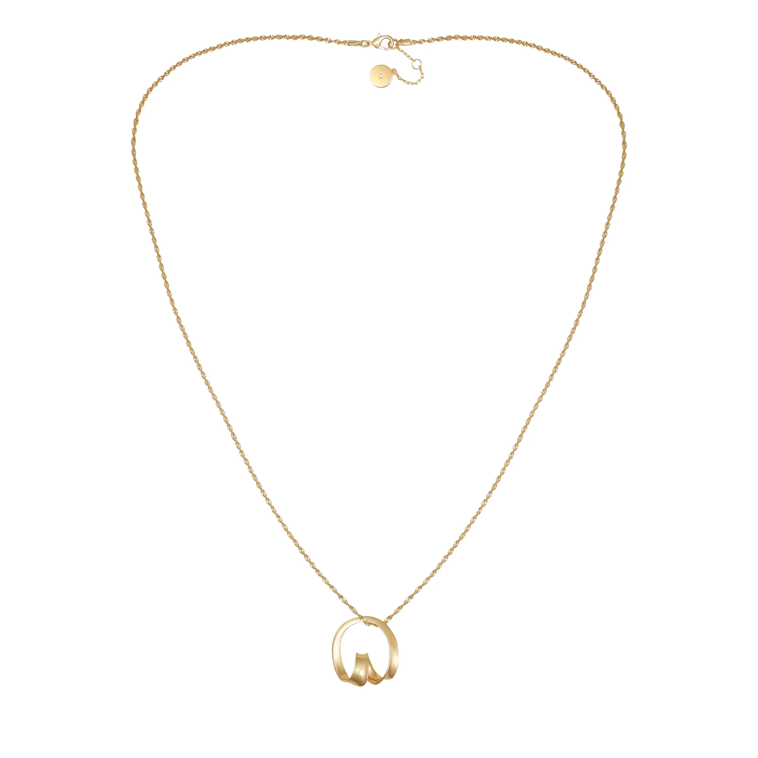 Goldtone Herringbone Chain Long Necklace - Image 3