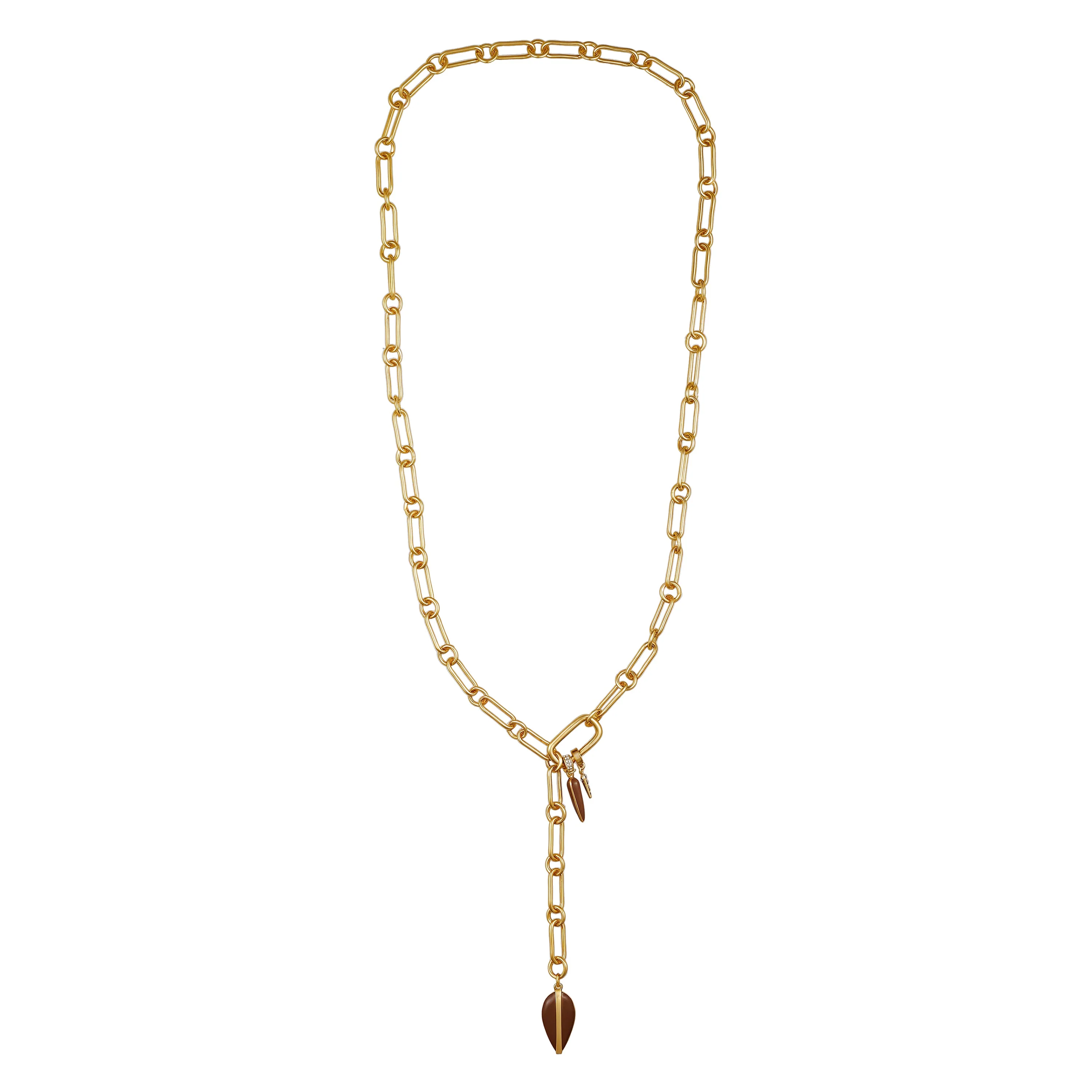 Goldtone Link Lariat Necklace - Image 2