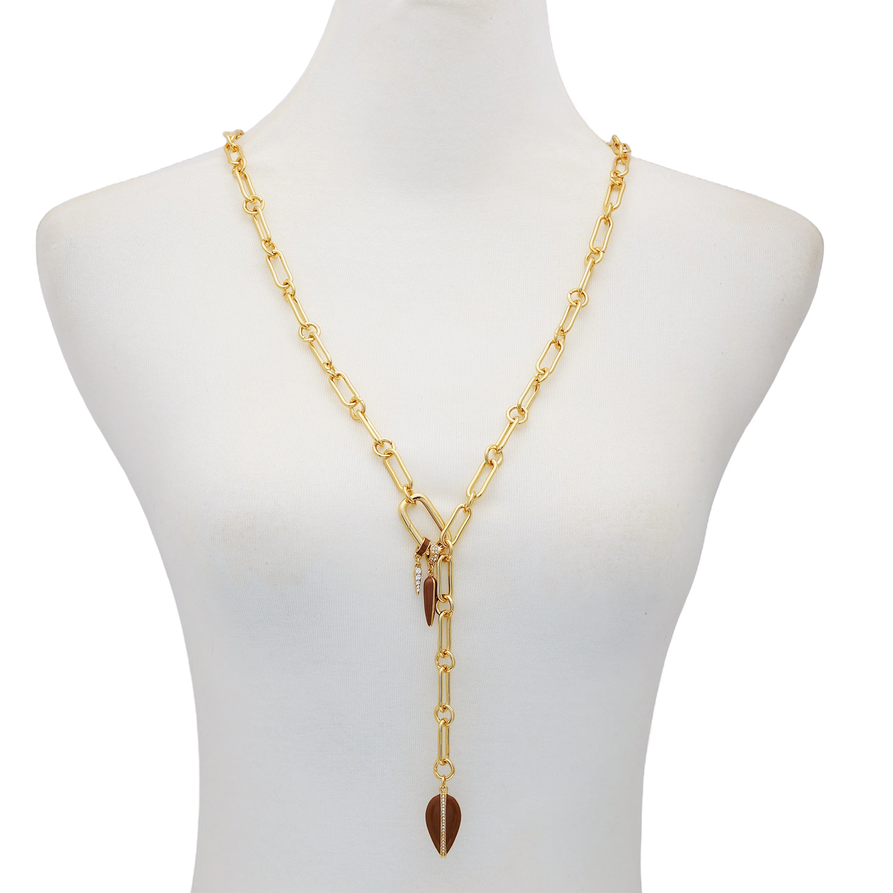 Goldtone Link Lariat Necklace - Image 3