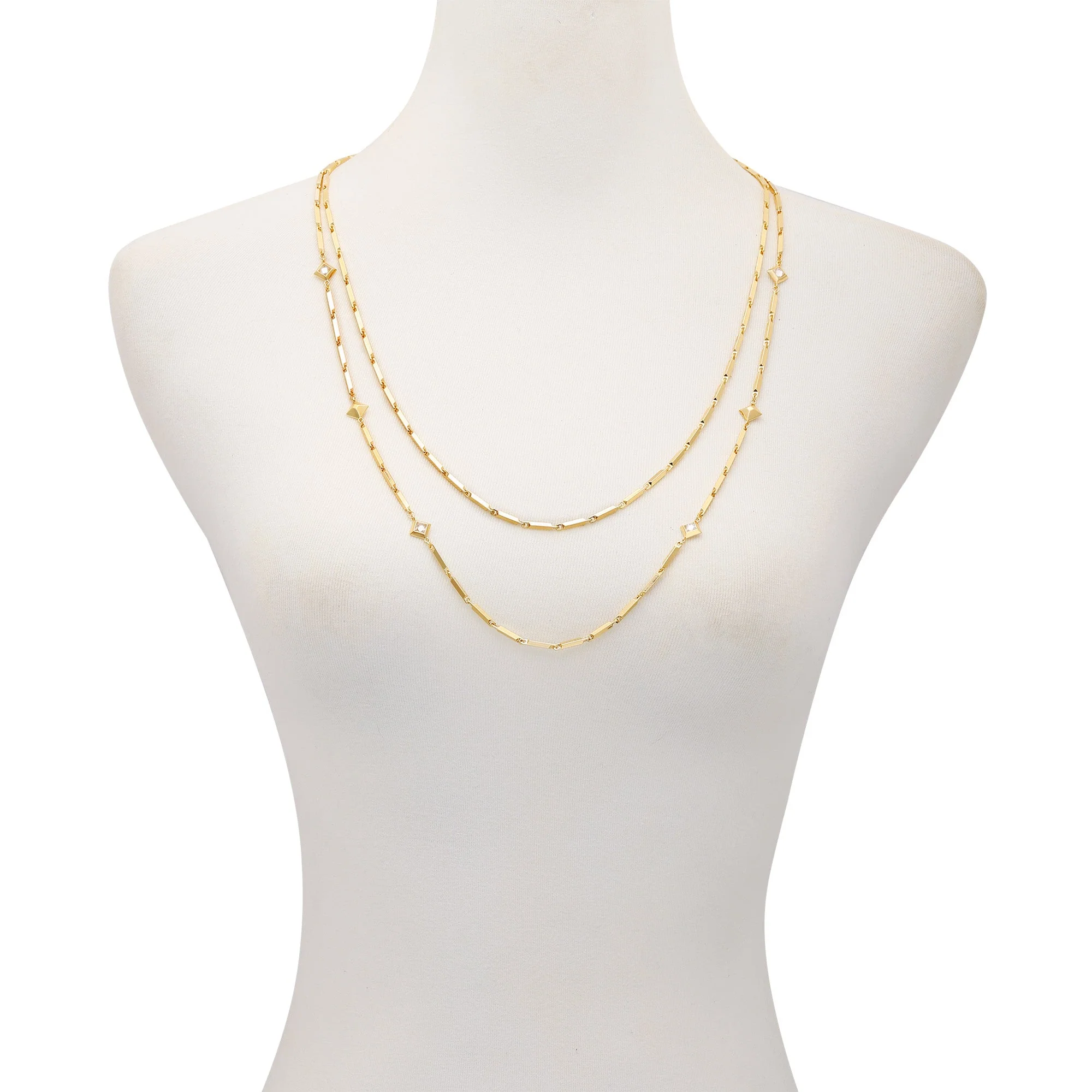 Goldtone Long Layered Necklace - Image 2