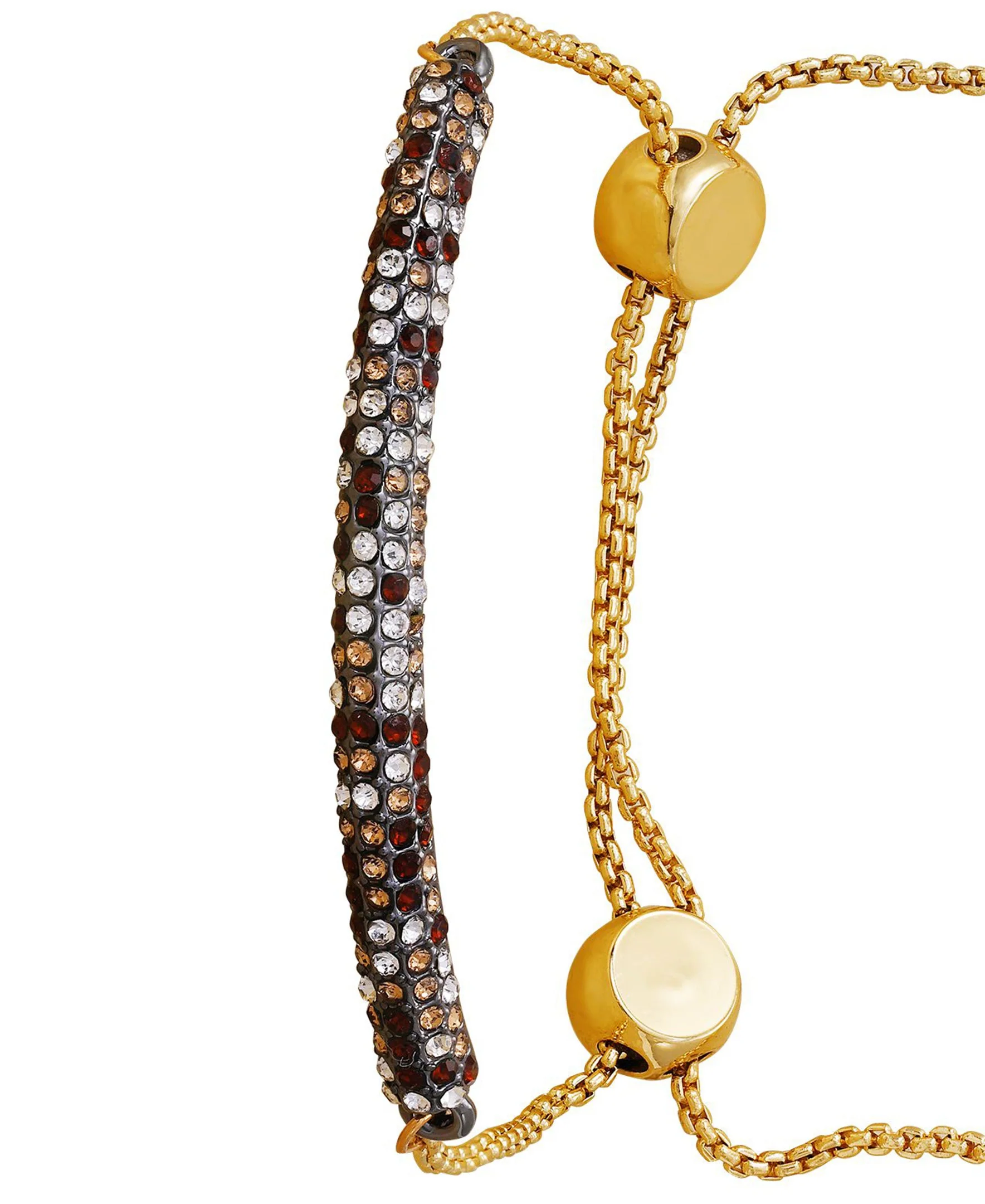 Goldtone Multi Crystal Stone Slider Bracelet - Image 2