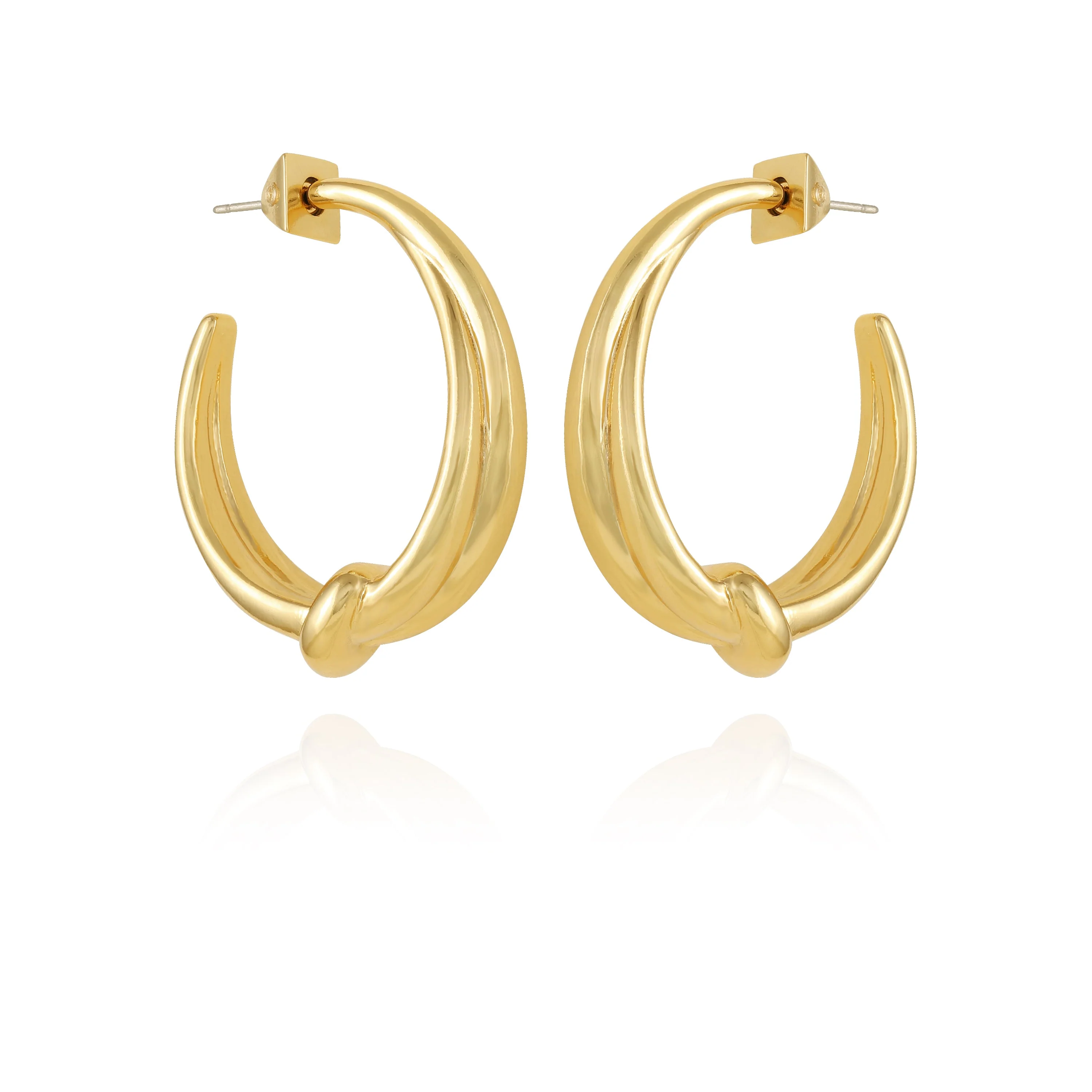 Goldtone Open Knotted Hoop Earrings
