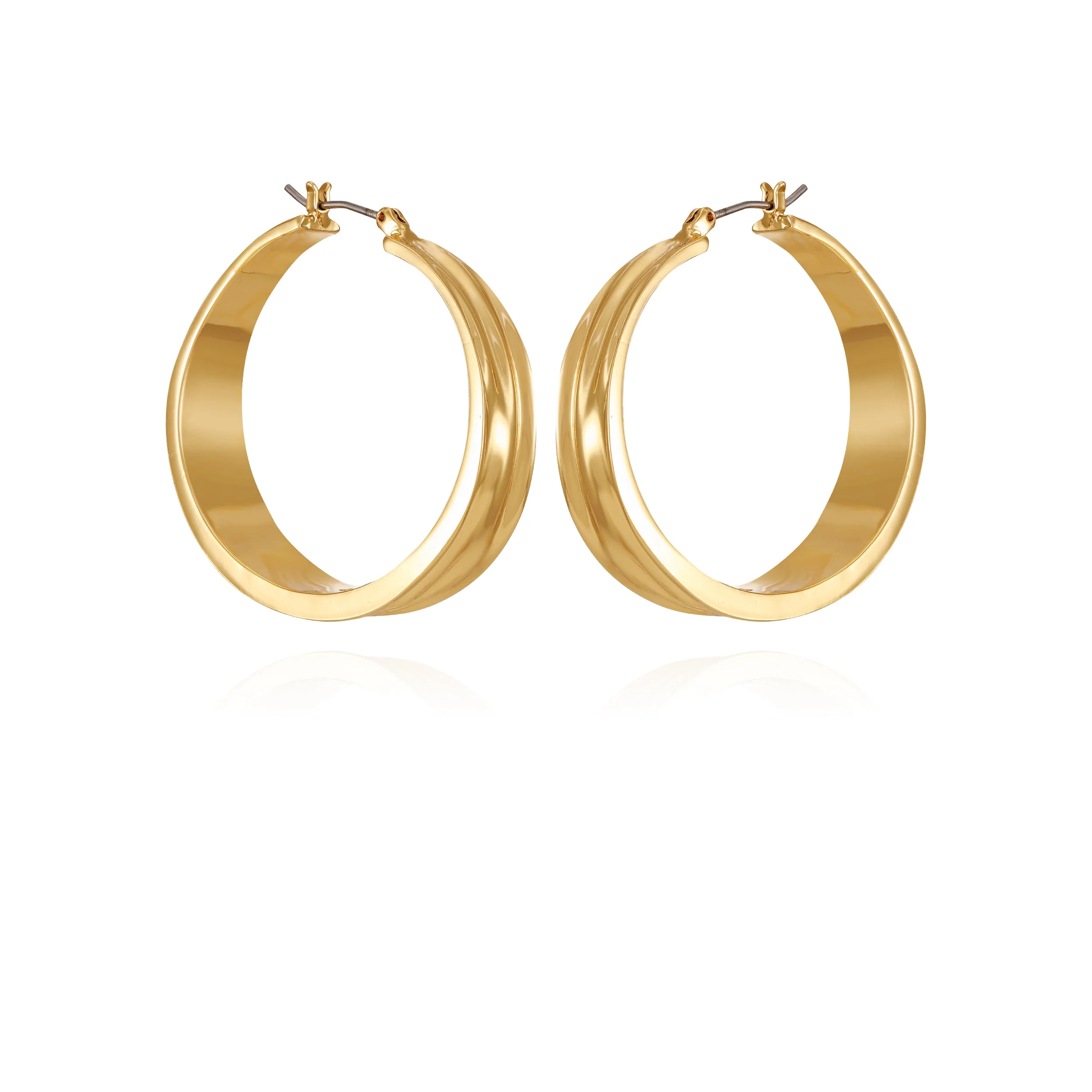 Goldtone Organic Hoop Earrings