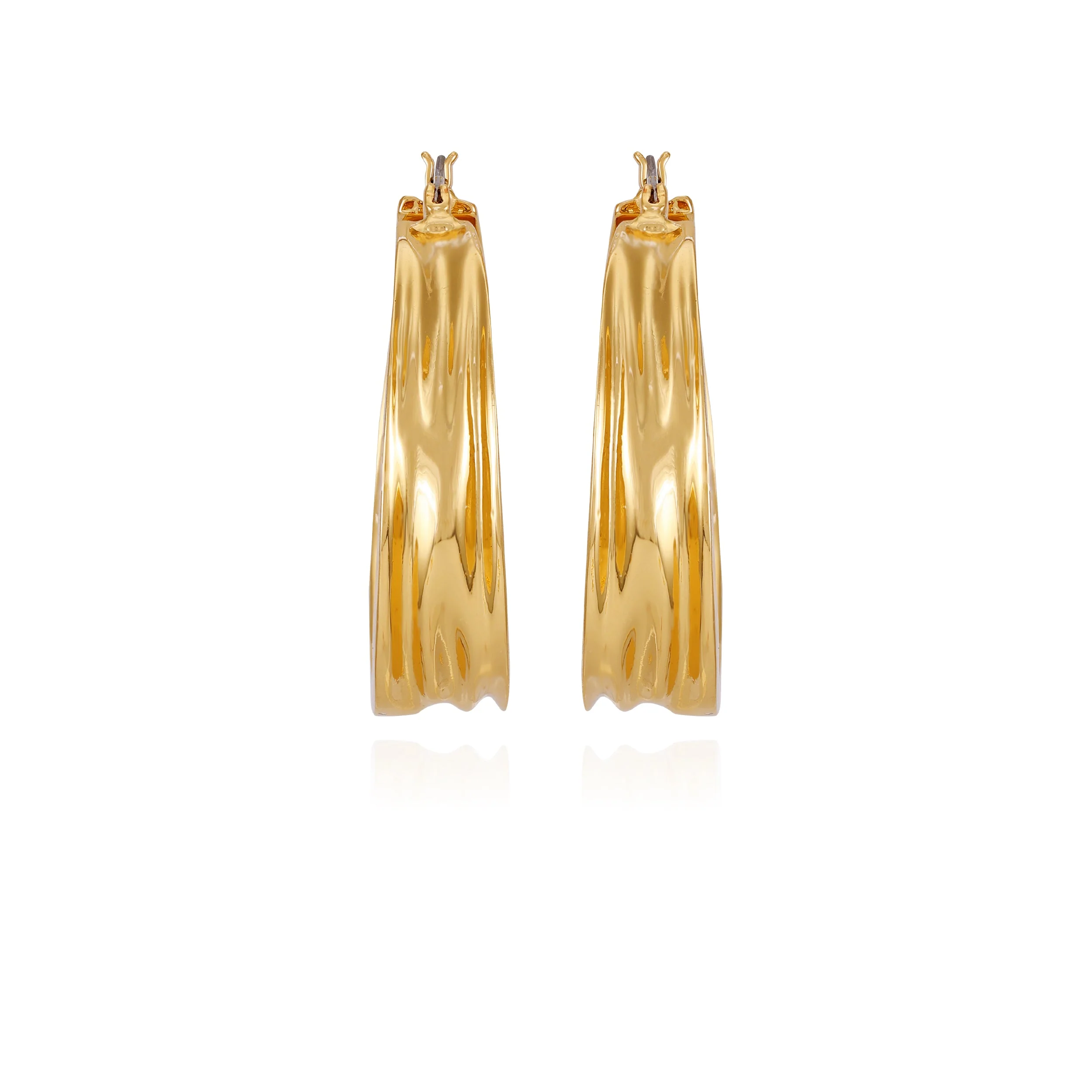 Goldtone Organic Hoop Earrings - Image 3