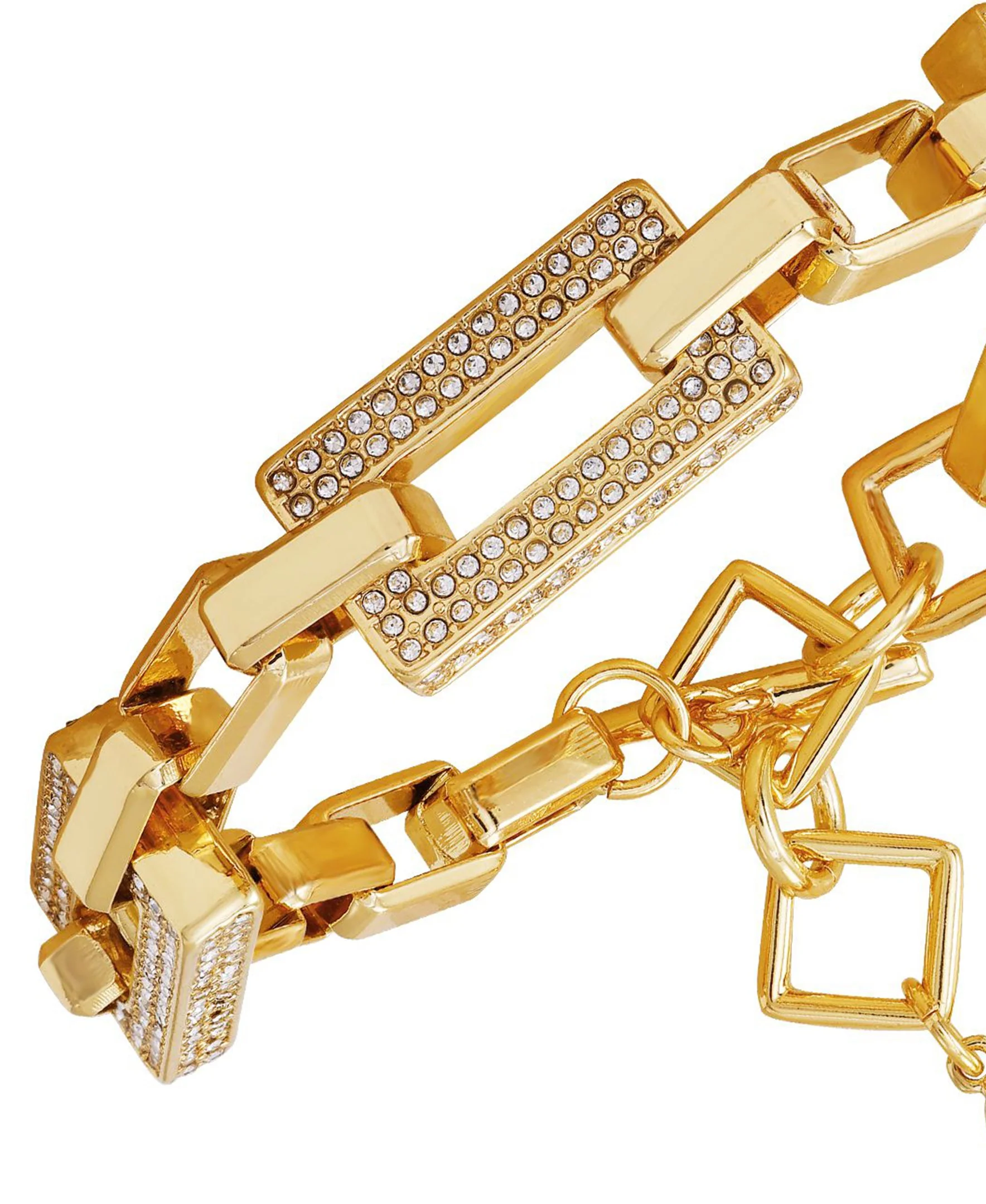 Goldtone Pave Link Toggle Bracelet - Image 2