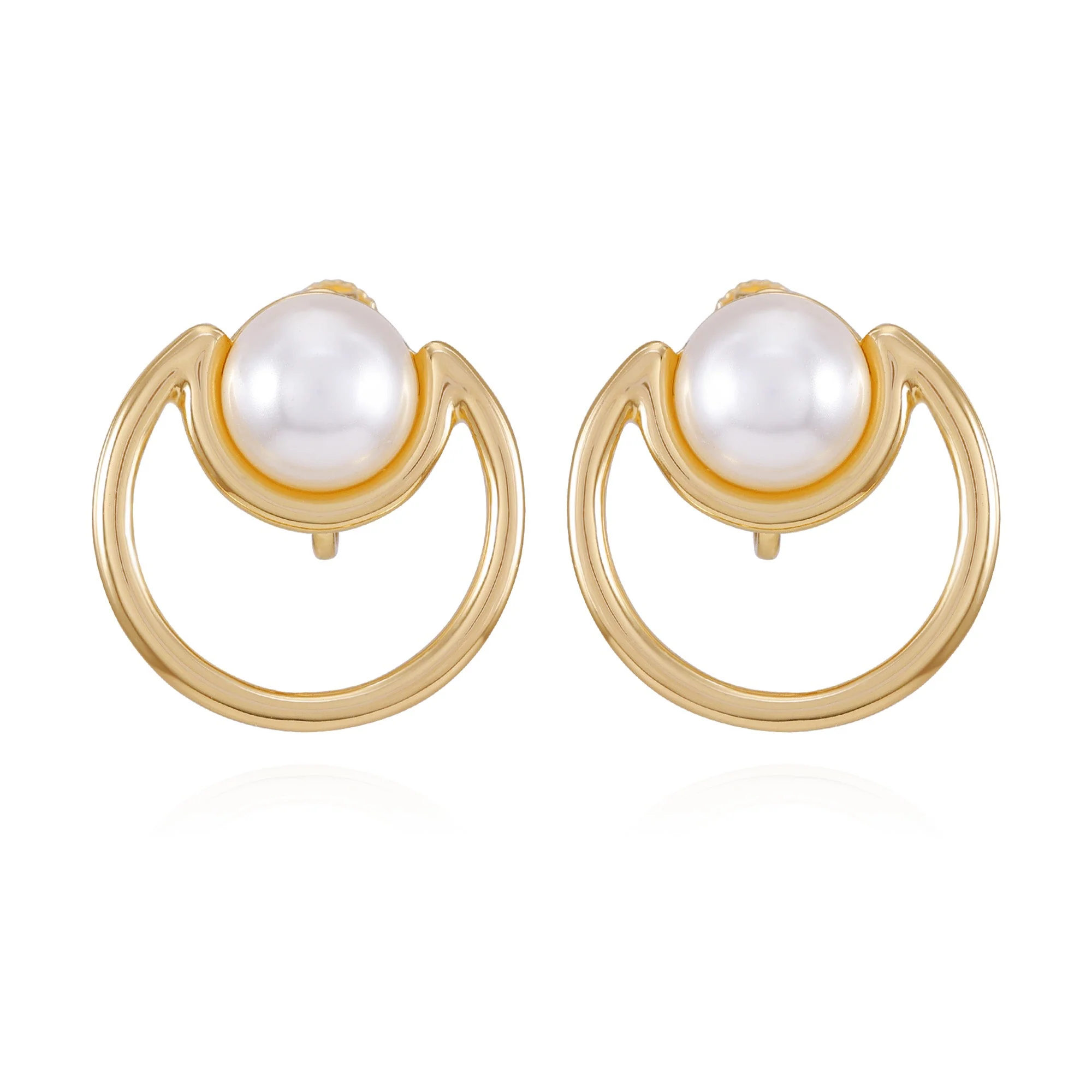 Goldtone Pearl Clip On Earrings