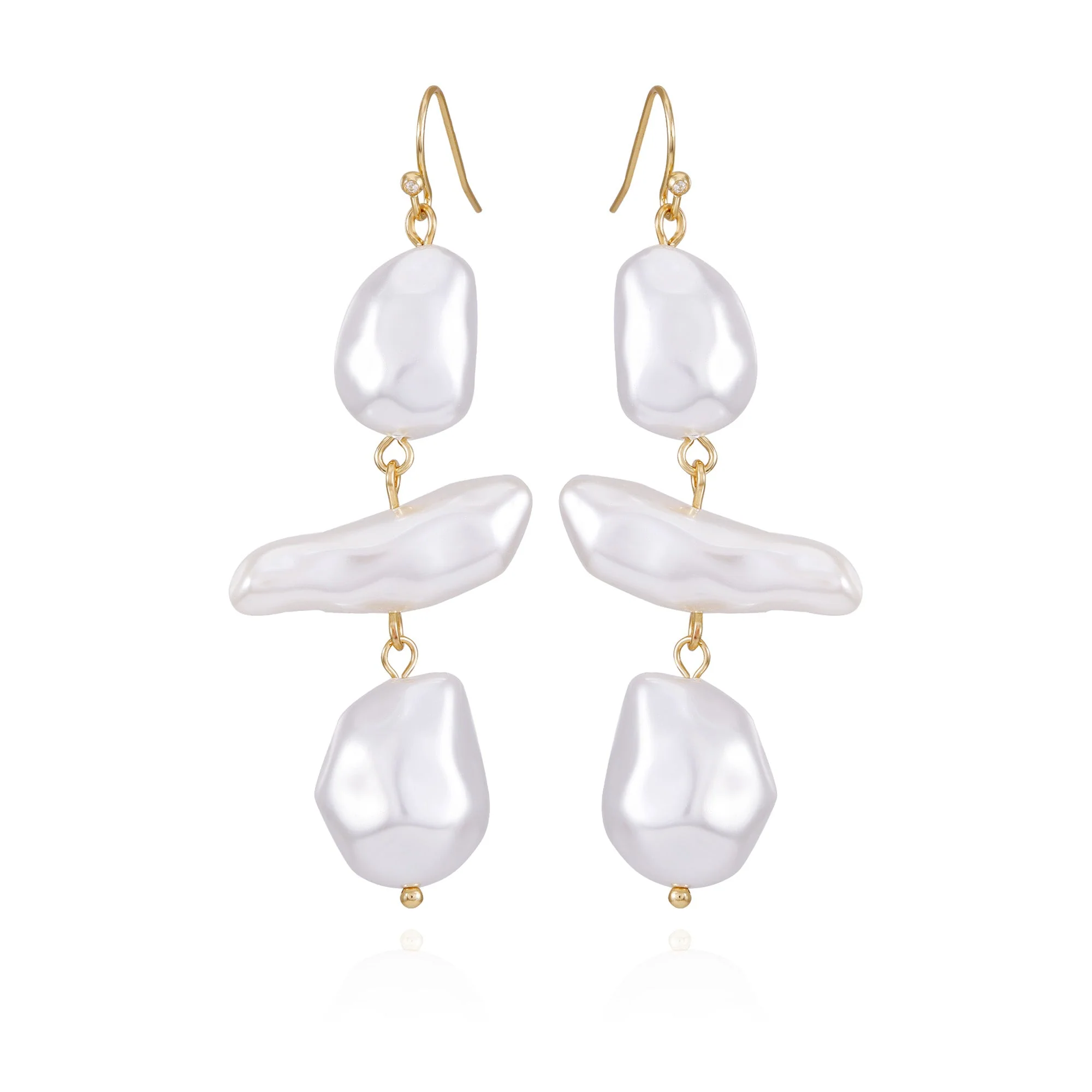 Goldtone Pearl Linear Drop Earrings