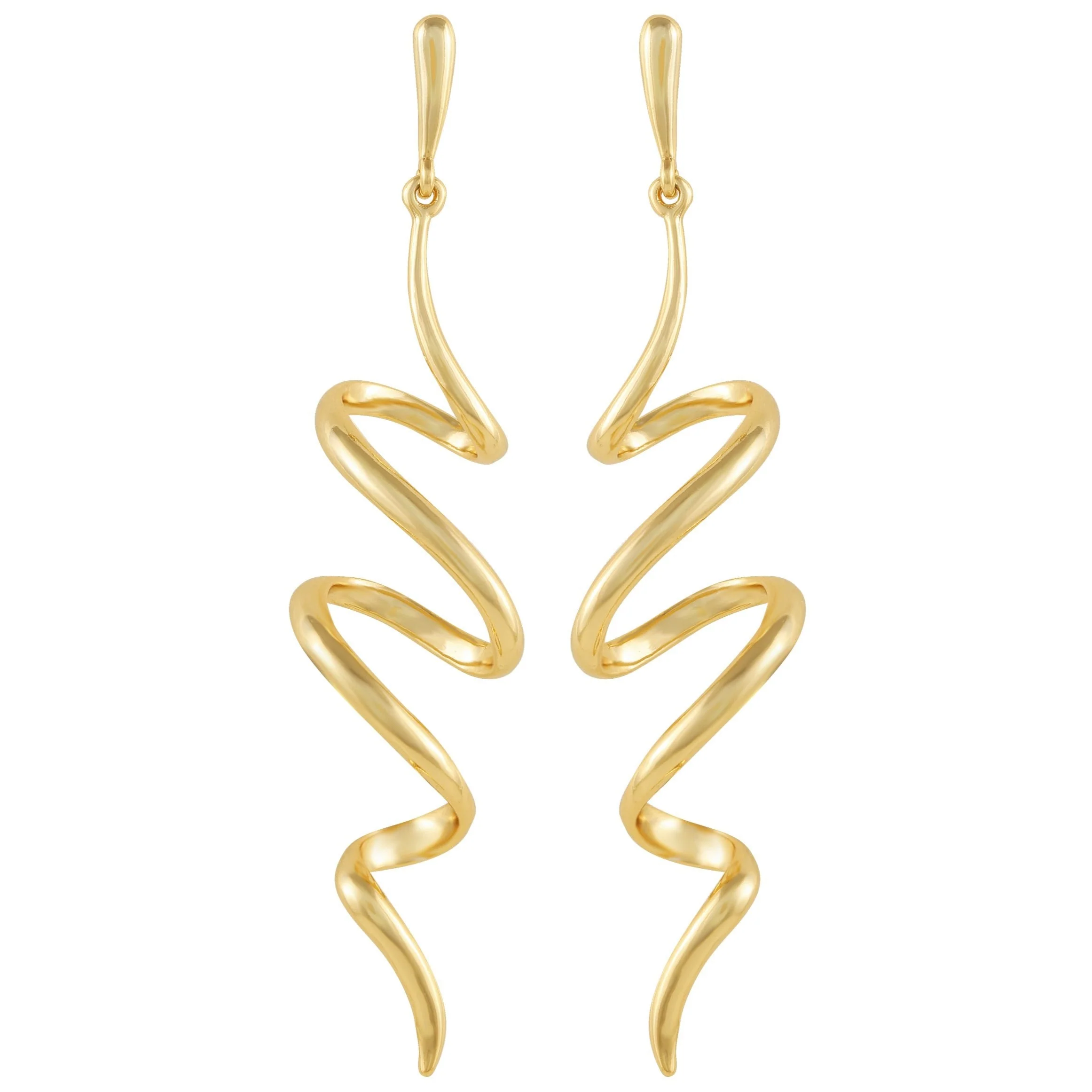 Goldtone Spiral Corkscrew Earrings - Image 2