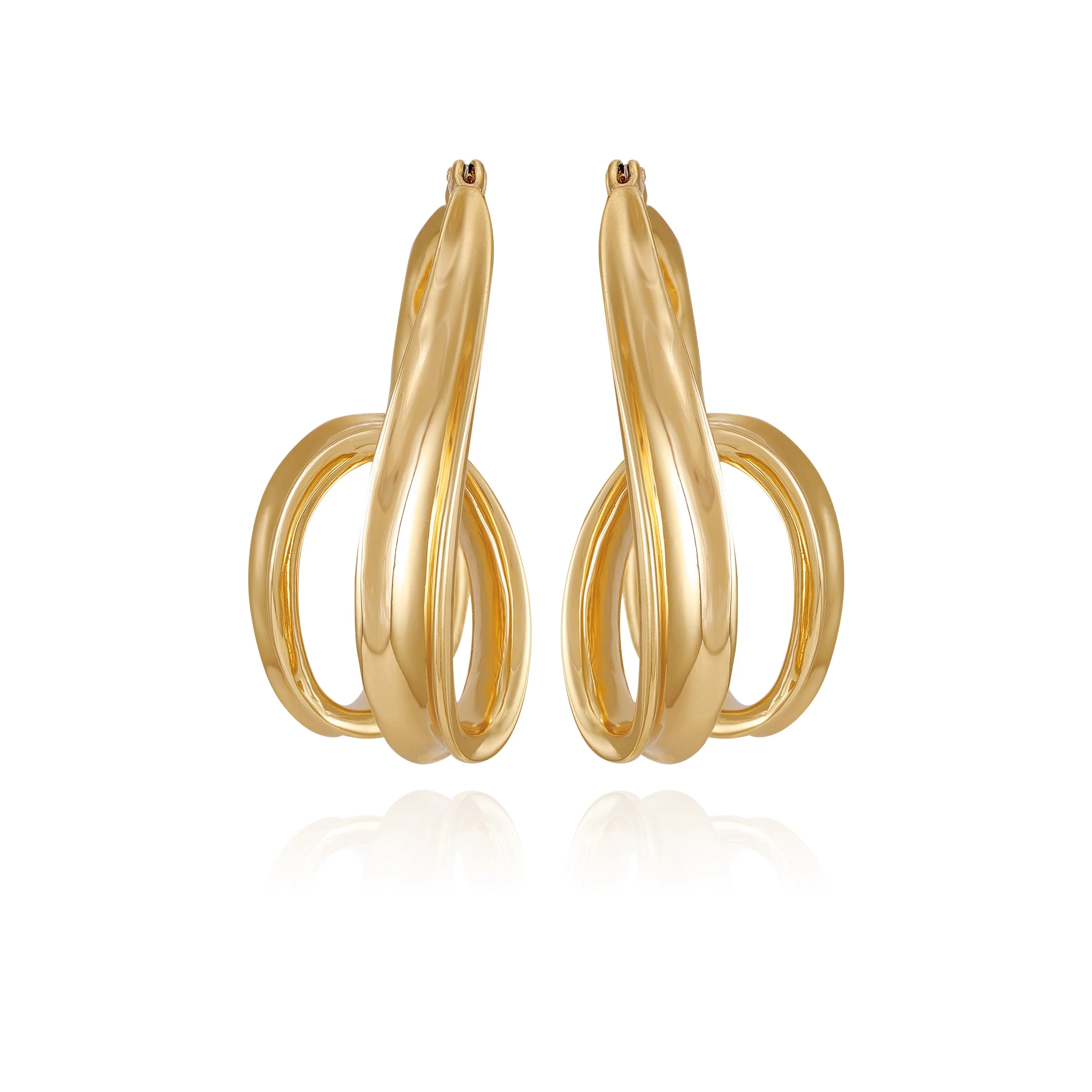 Goldtone Spiral Hoop Earrings - Image 3