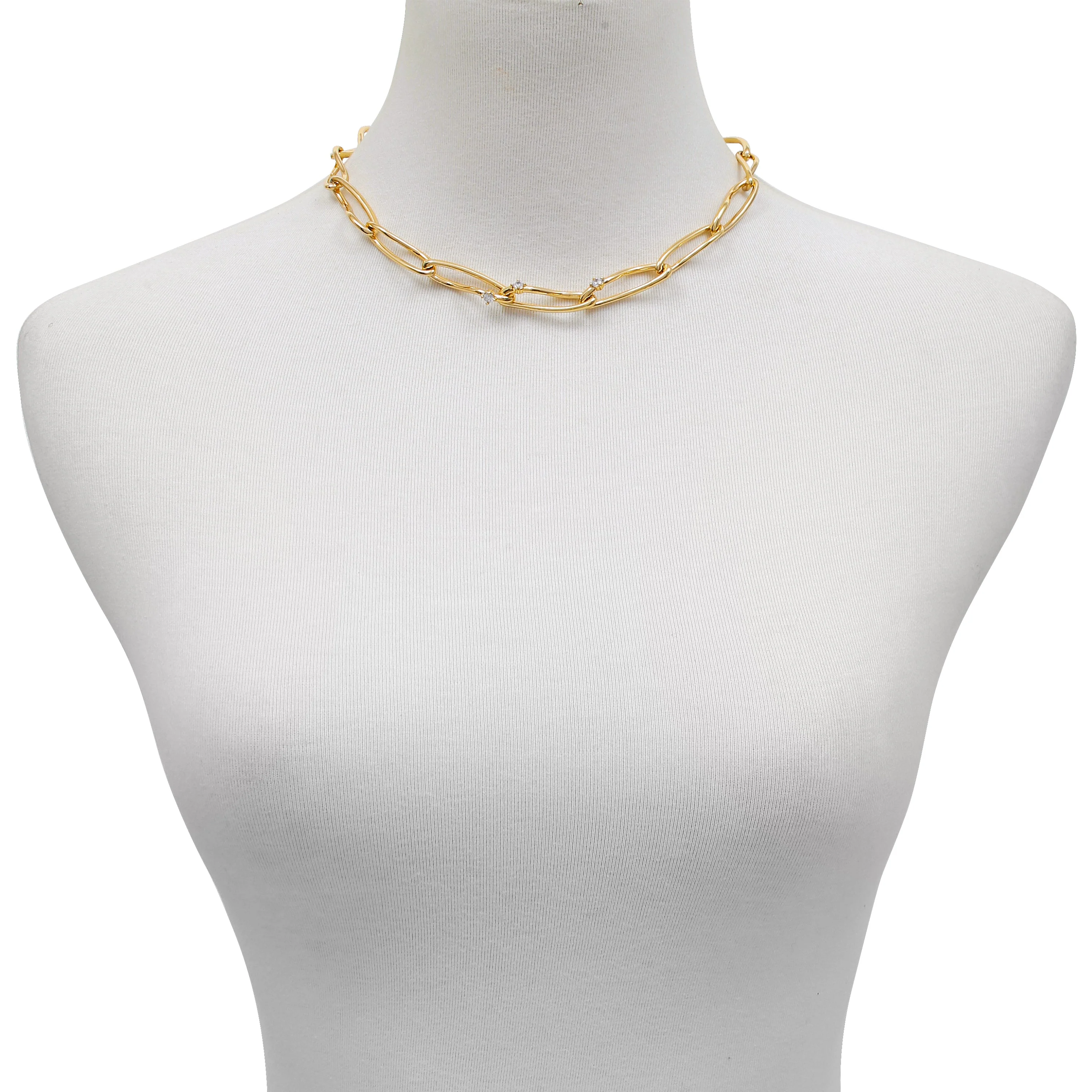 Goldtone Twisted Link Chain Necklace - Image 2