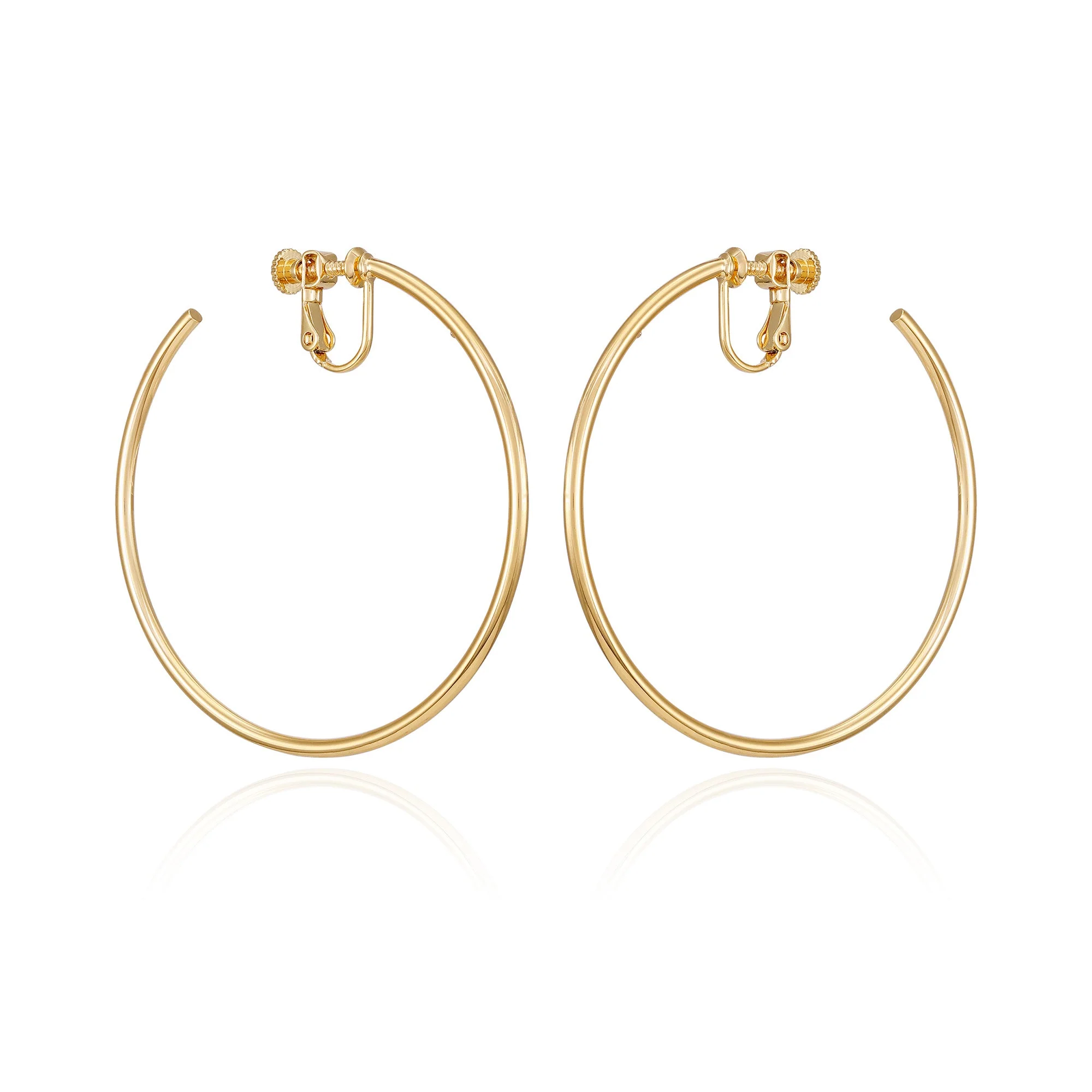 Large Open Hoop Clip On Earrings