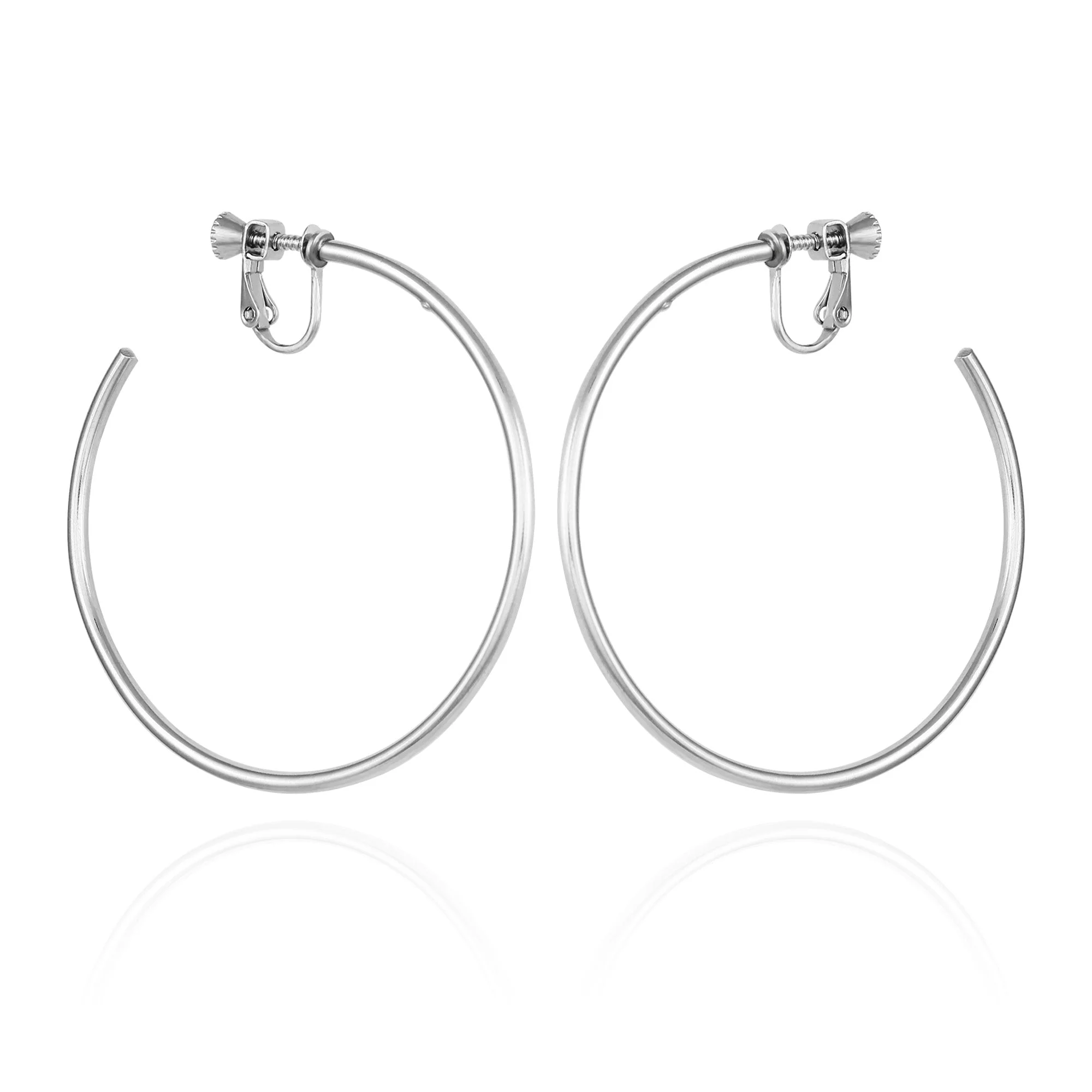 Large Open Hoop Clip On Earrings