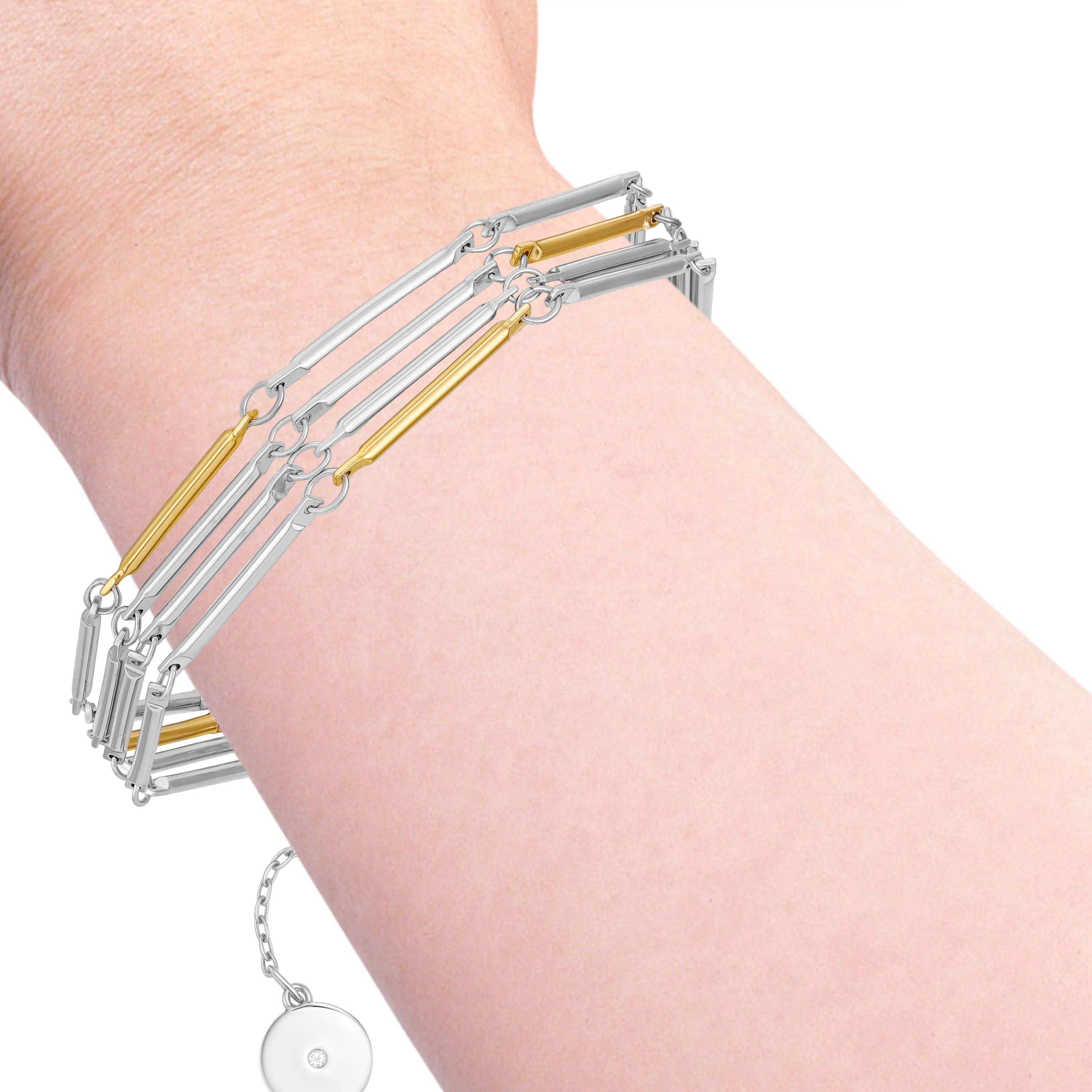Multi Row Two Tone Bracelet - Image 3