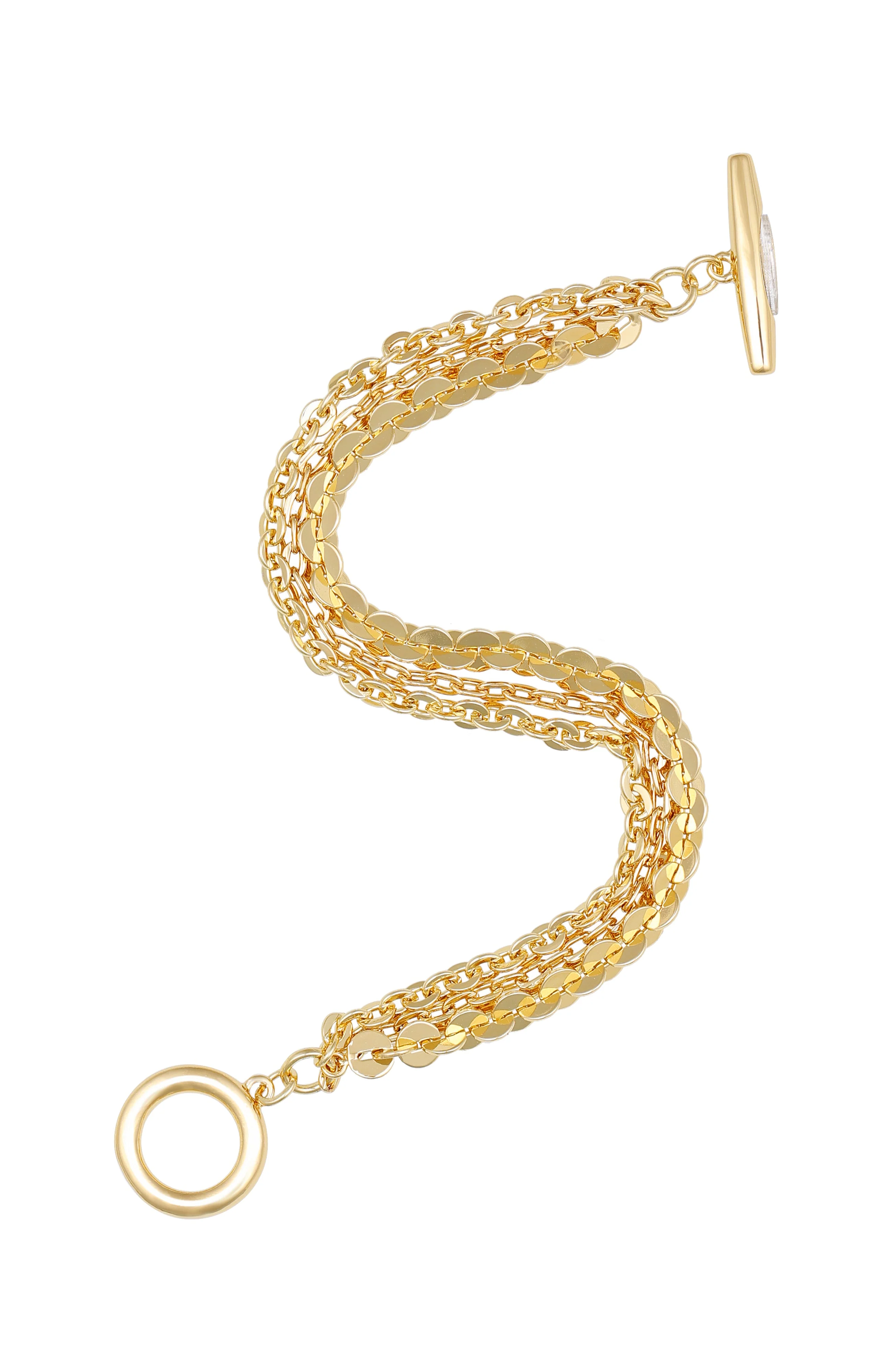 Multi Strand Goldtone Toggle Bracelet - Image 2