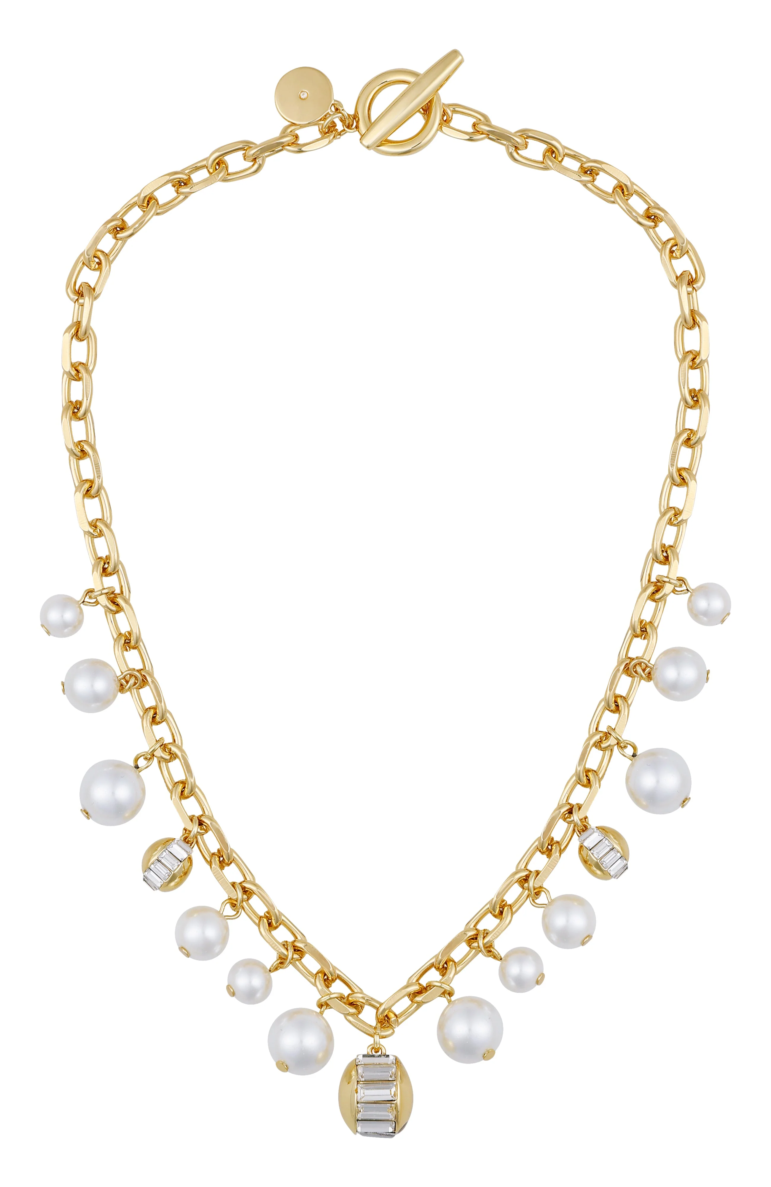 Pearl Chain Link Toggle Necklace - Image 2