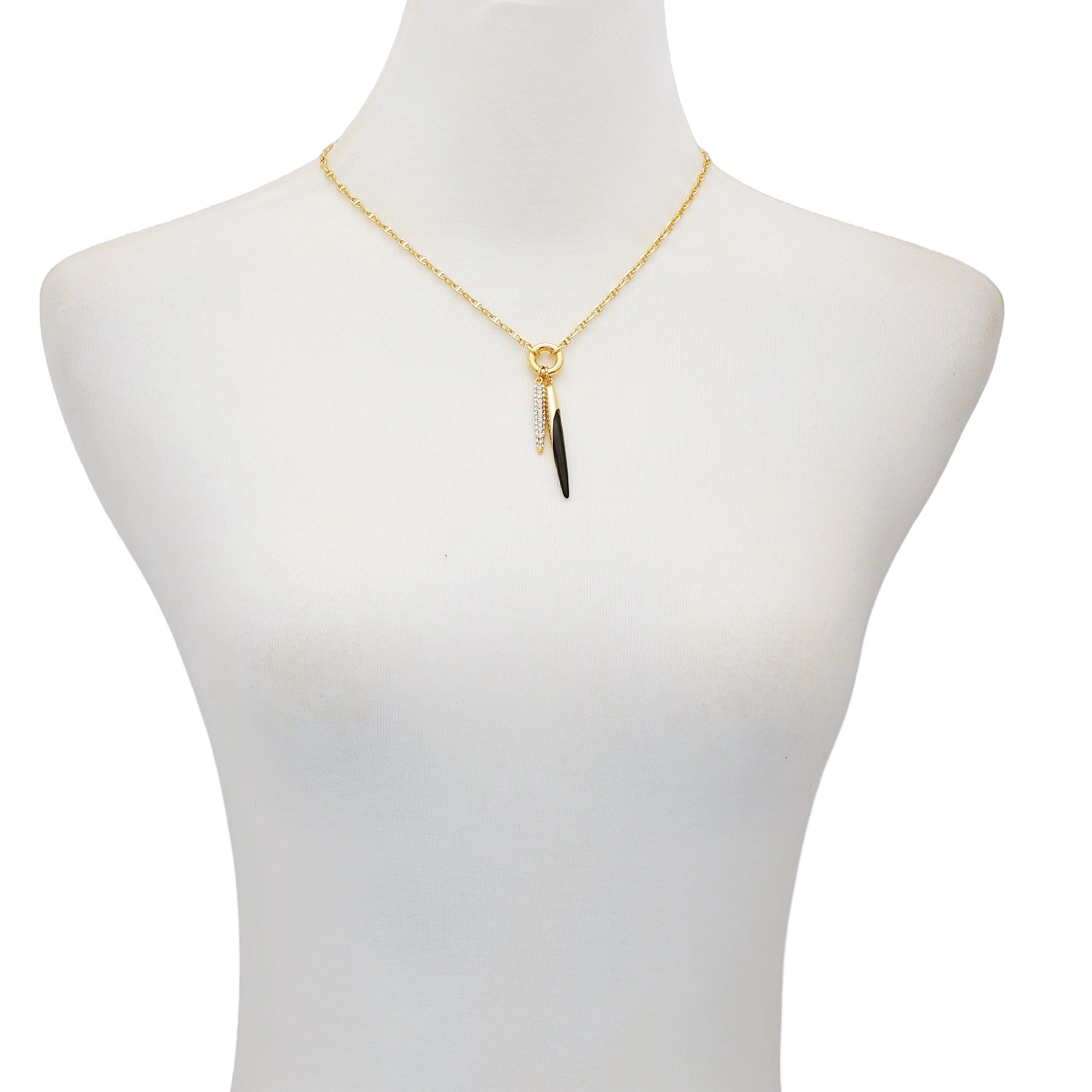 Pendant Necklace With Black And Crystal Accents - Image 3