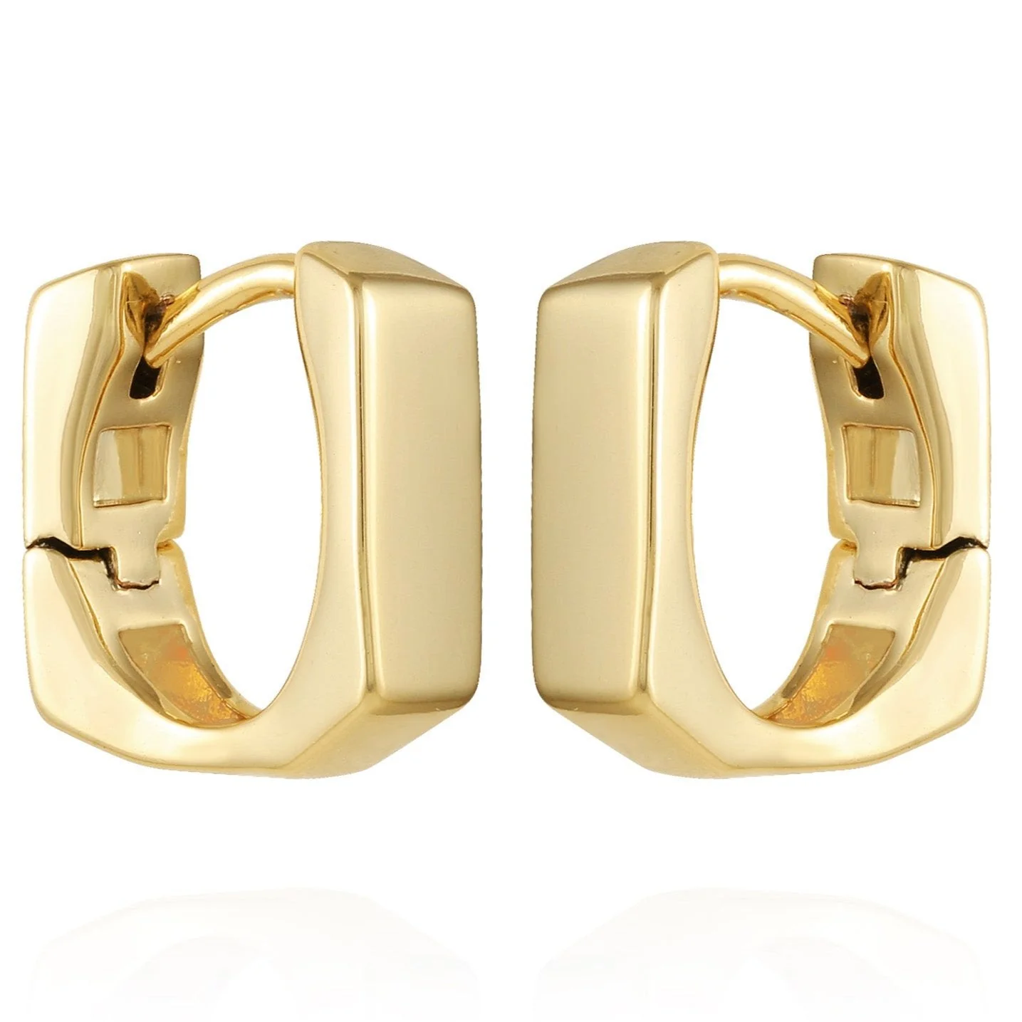 Rectangle Huggie Hoop Earrings - Image 2