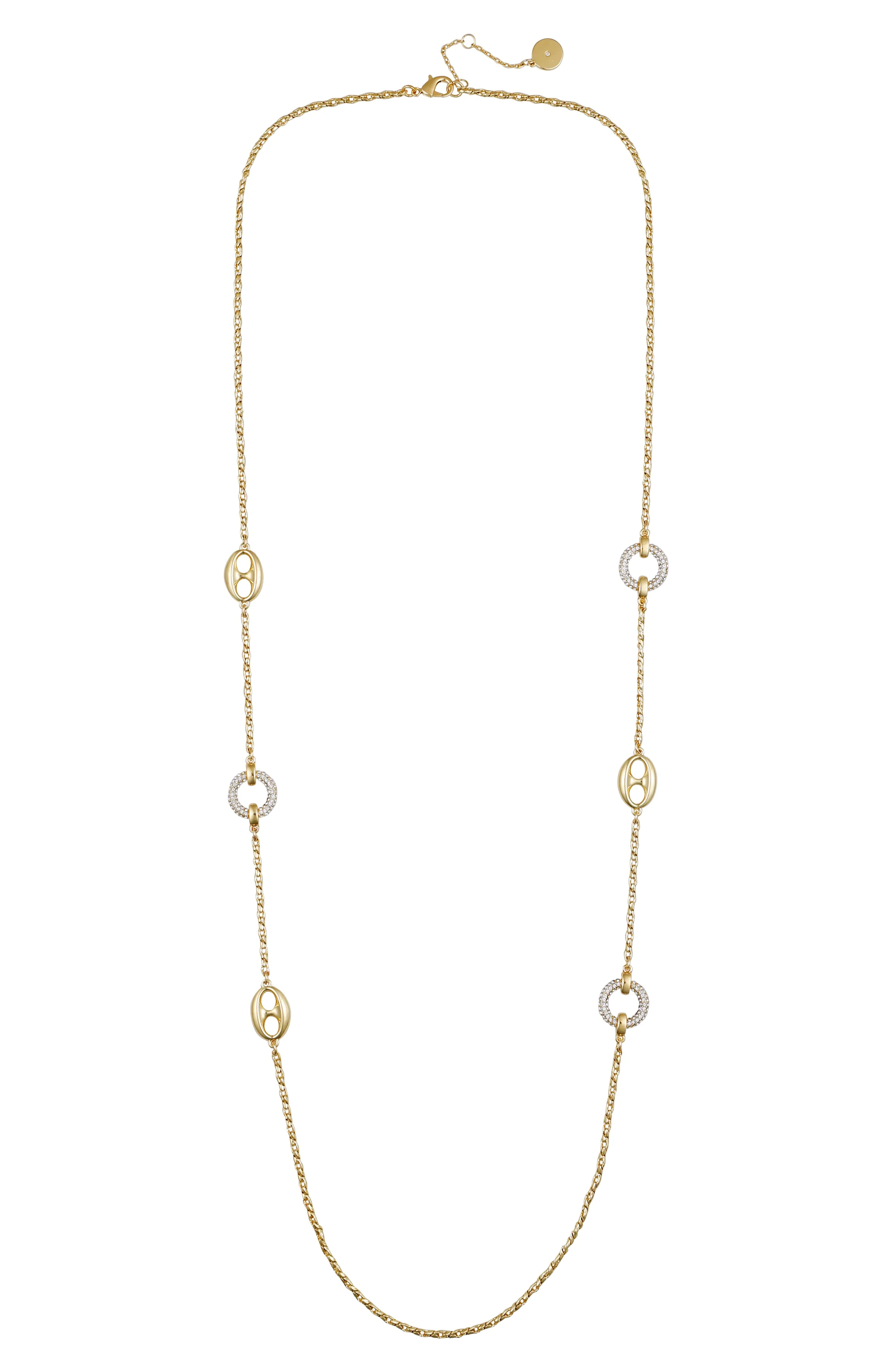 Signature Mixed Link Pavé Long Necklace - Image 2