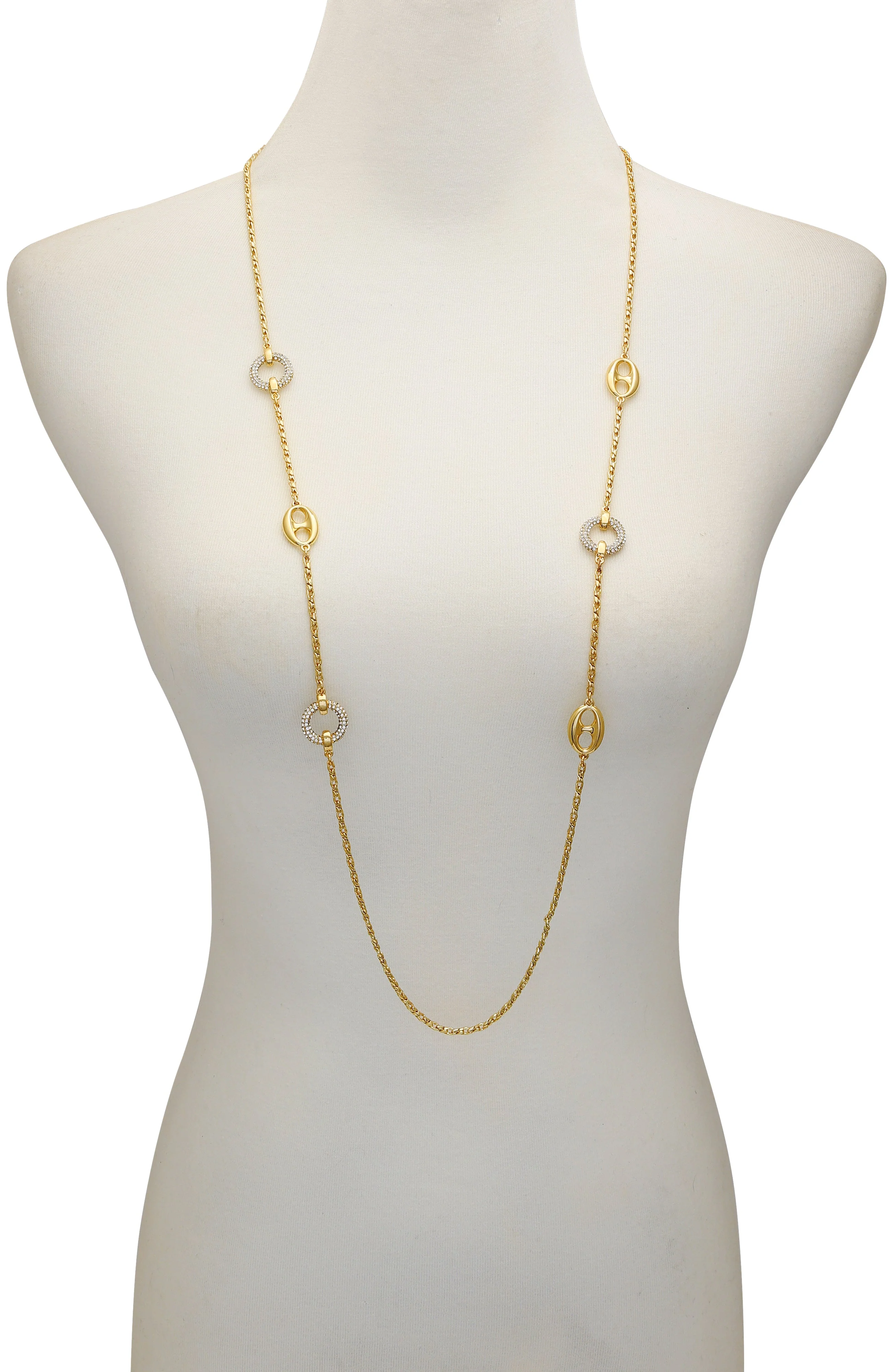 Signature Mixed Link Pavé Long Necklace - Image 3