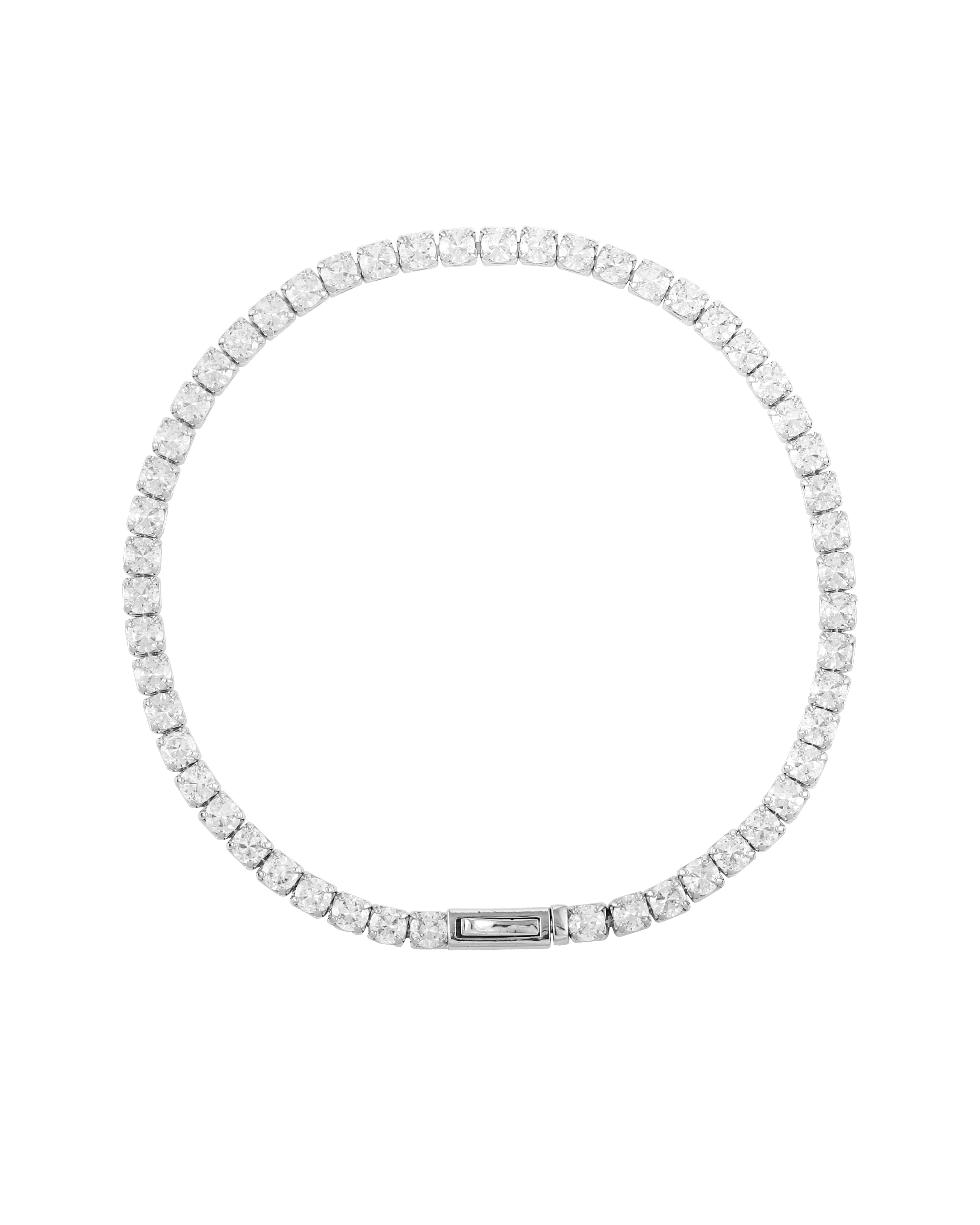 Silver Color Cubic Zirconia Chain Tennis Bracelet