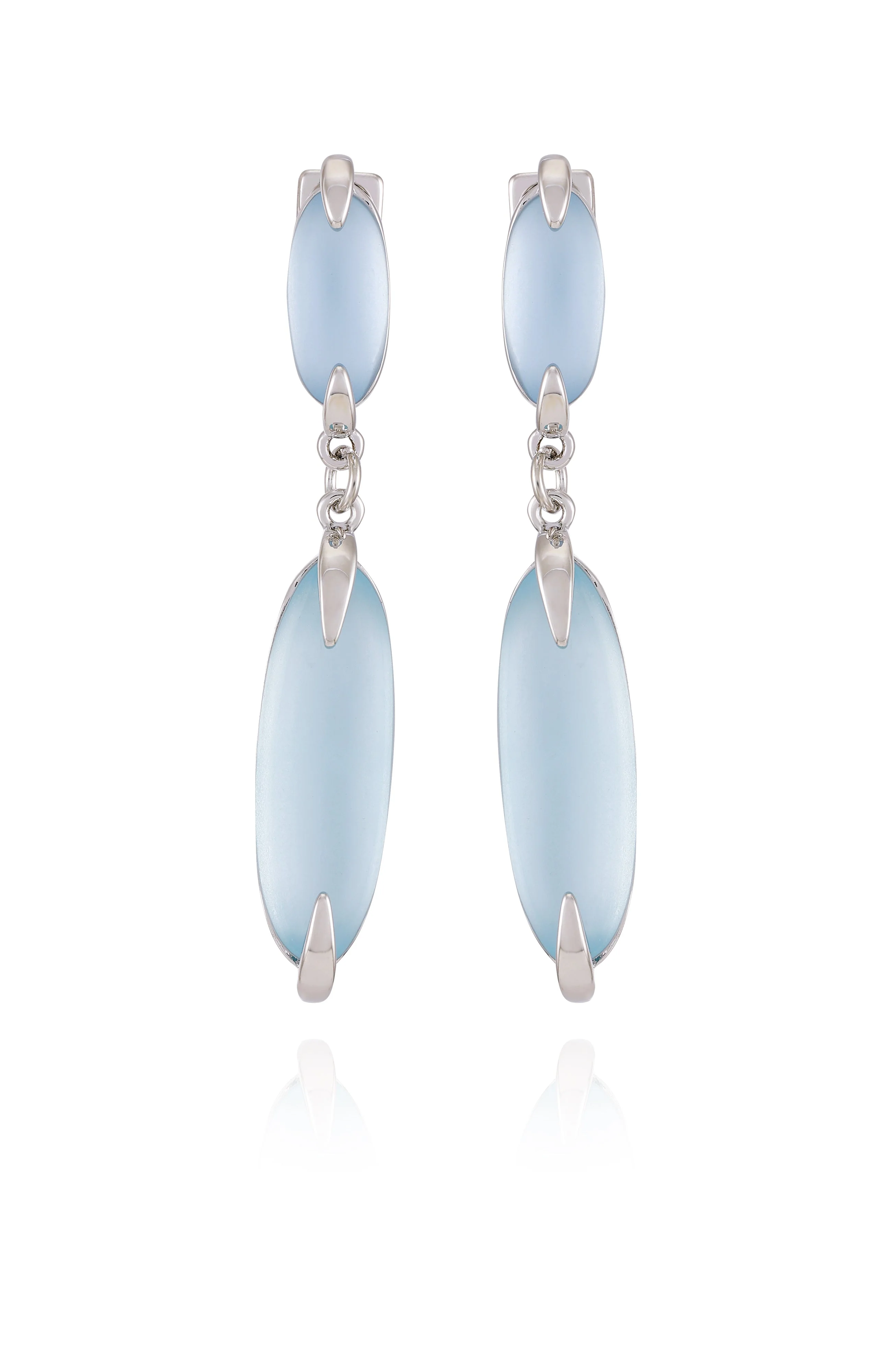 Silvertone & Blue Stone Drop Earrings