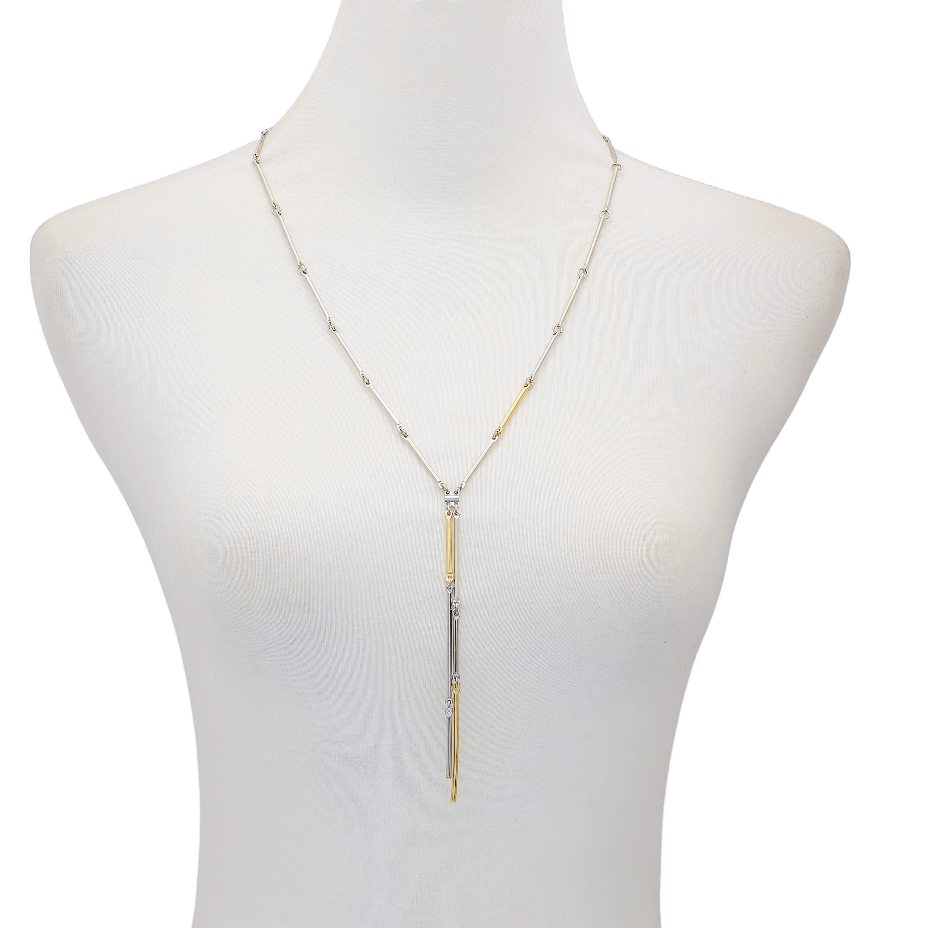 Two Tone Bar Pendant Necklace - Image 3