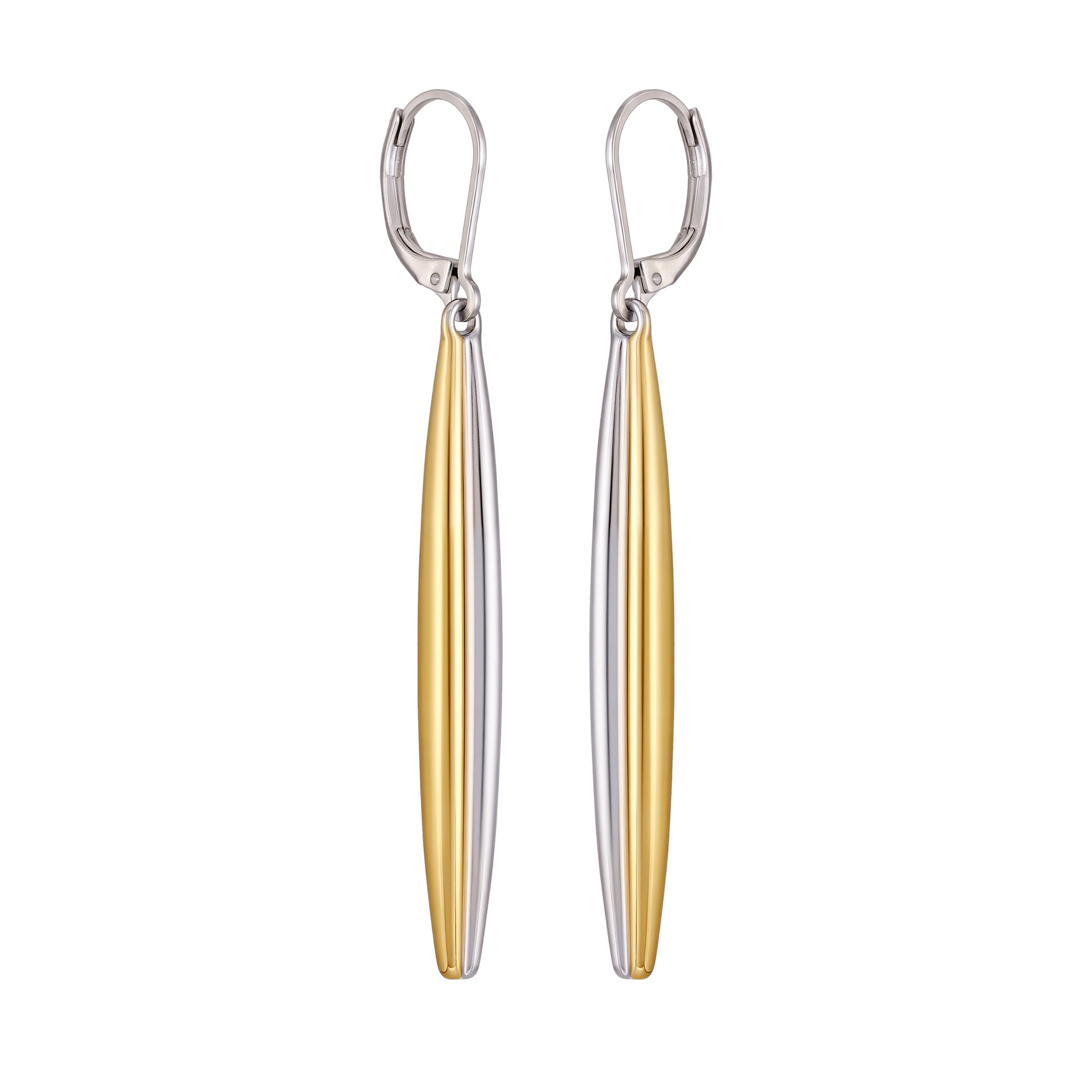 Two Tone Elongated Hoop Earrings - Image 2