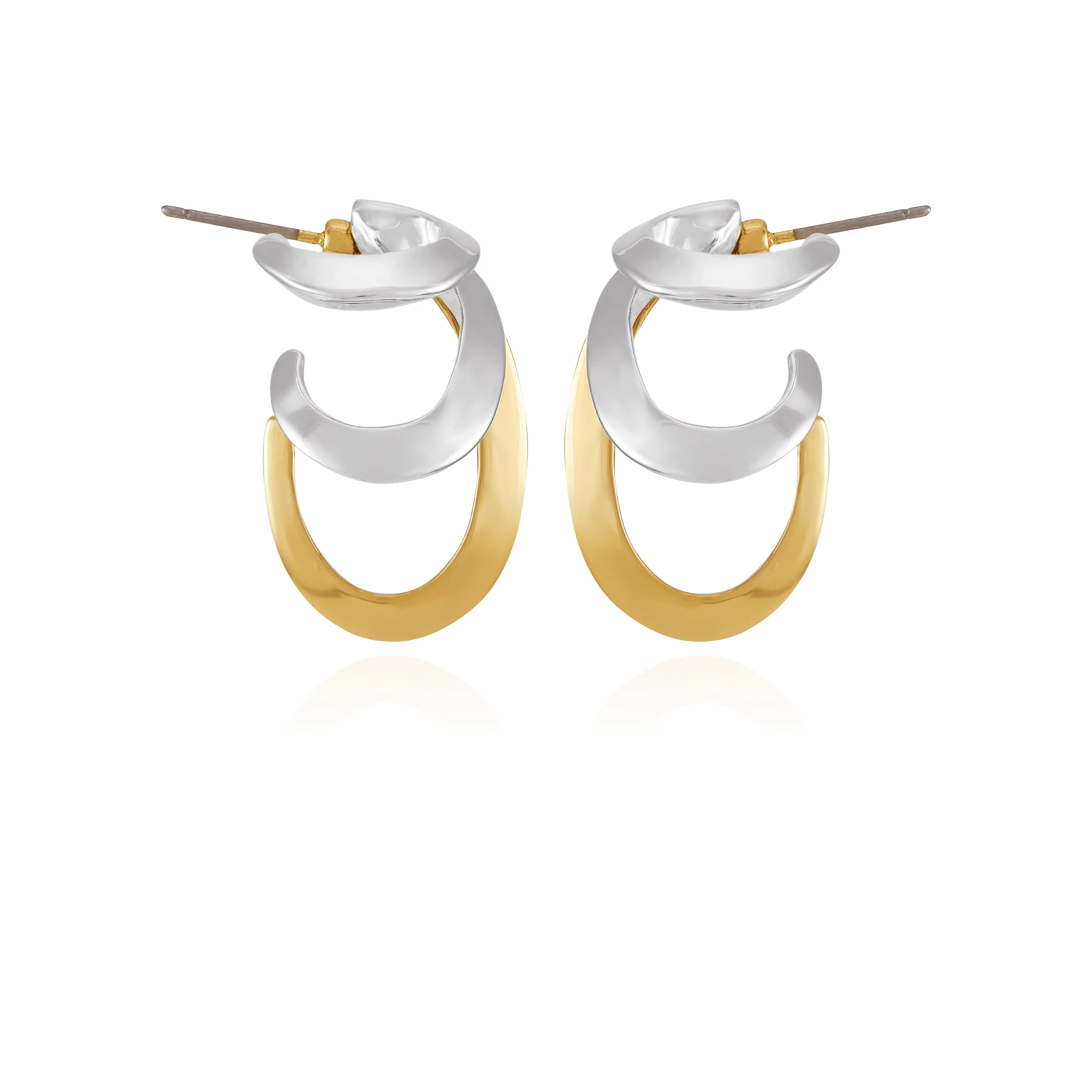 Two Tone Gilded Leaf Hoop Earrings