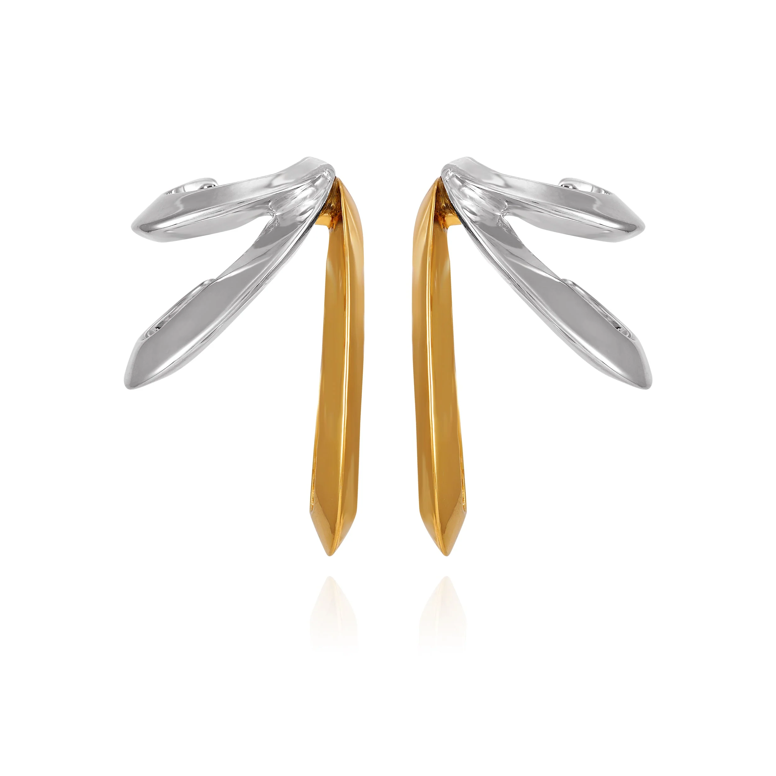 Two Tone Gilded Leaf Hoop Earrings - Image 3